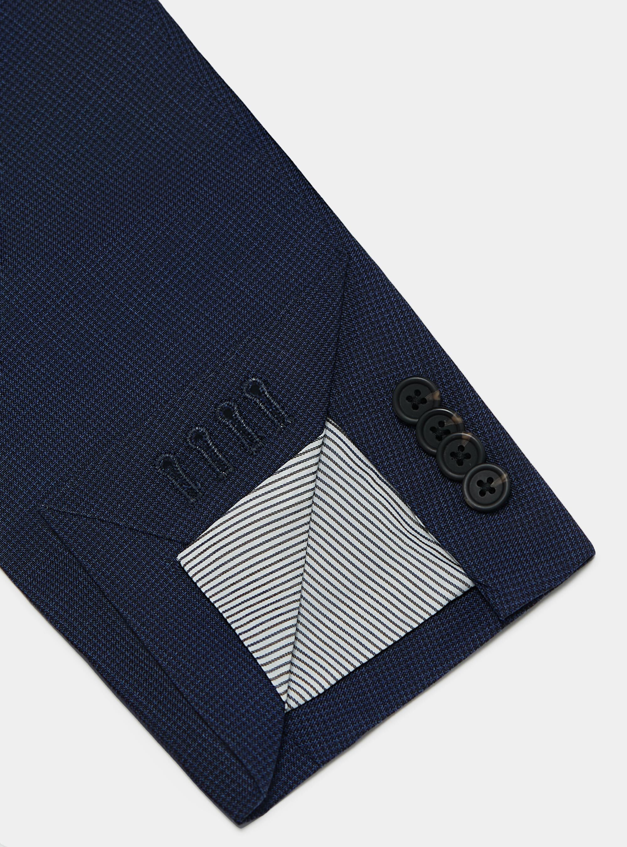 Suit blazer in pure houndstooth wool Vitale Barberis Canonico, NAVY BLUE