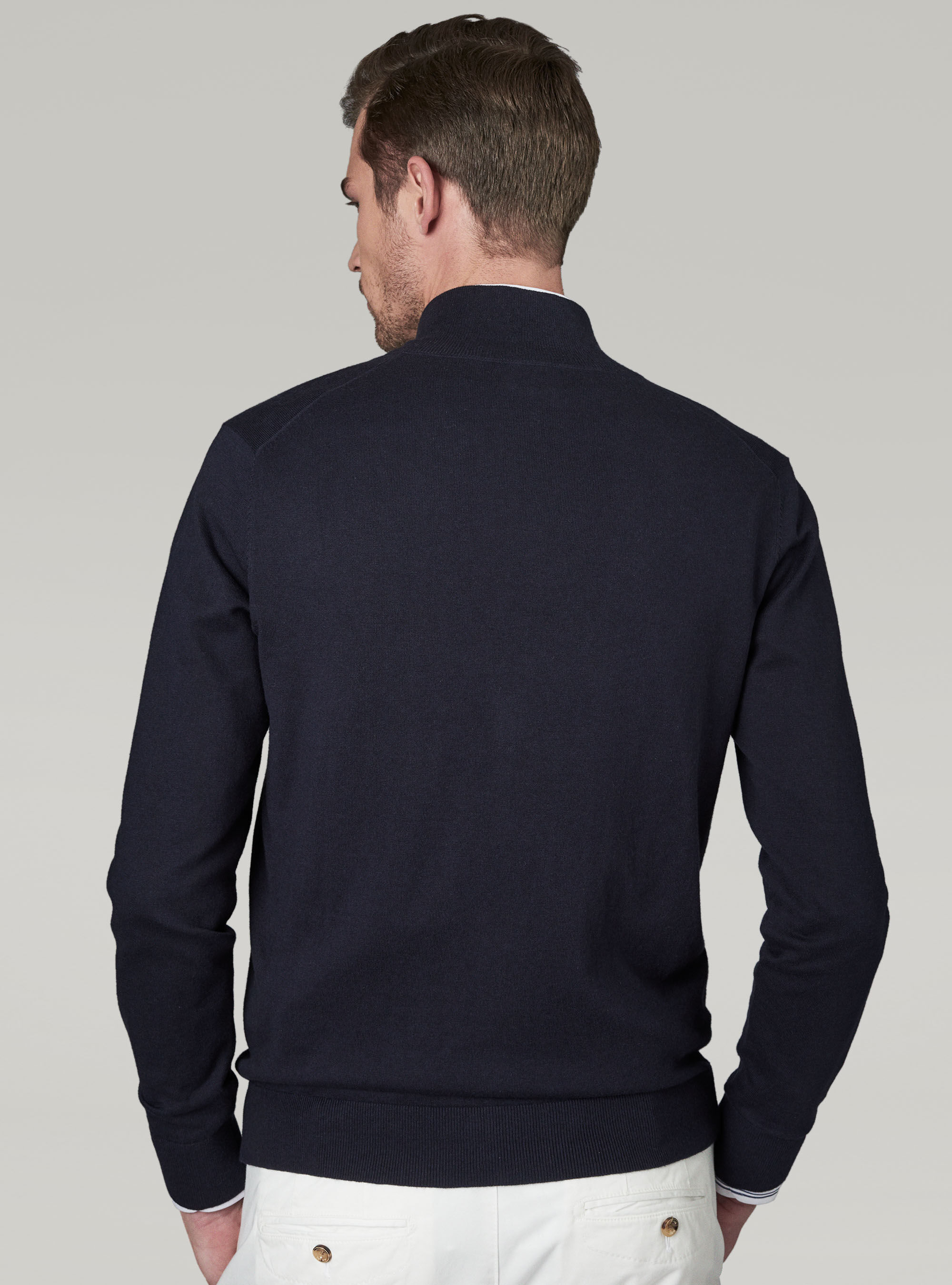 Cardigan in cotone seta e cashmere, BLU NAVY