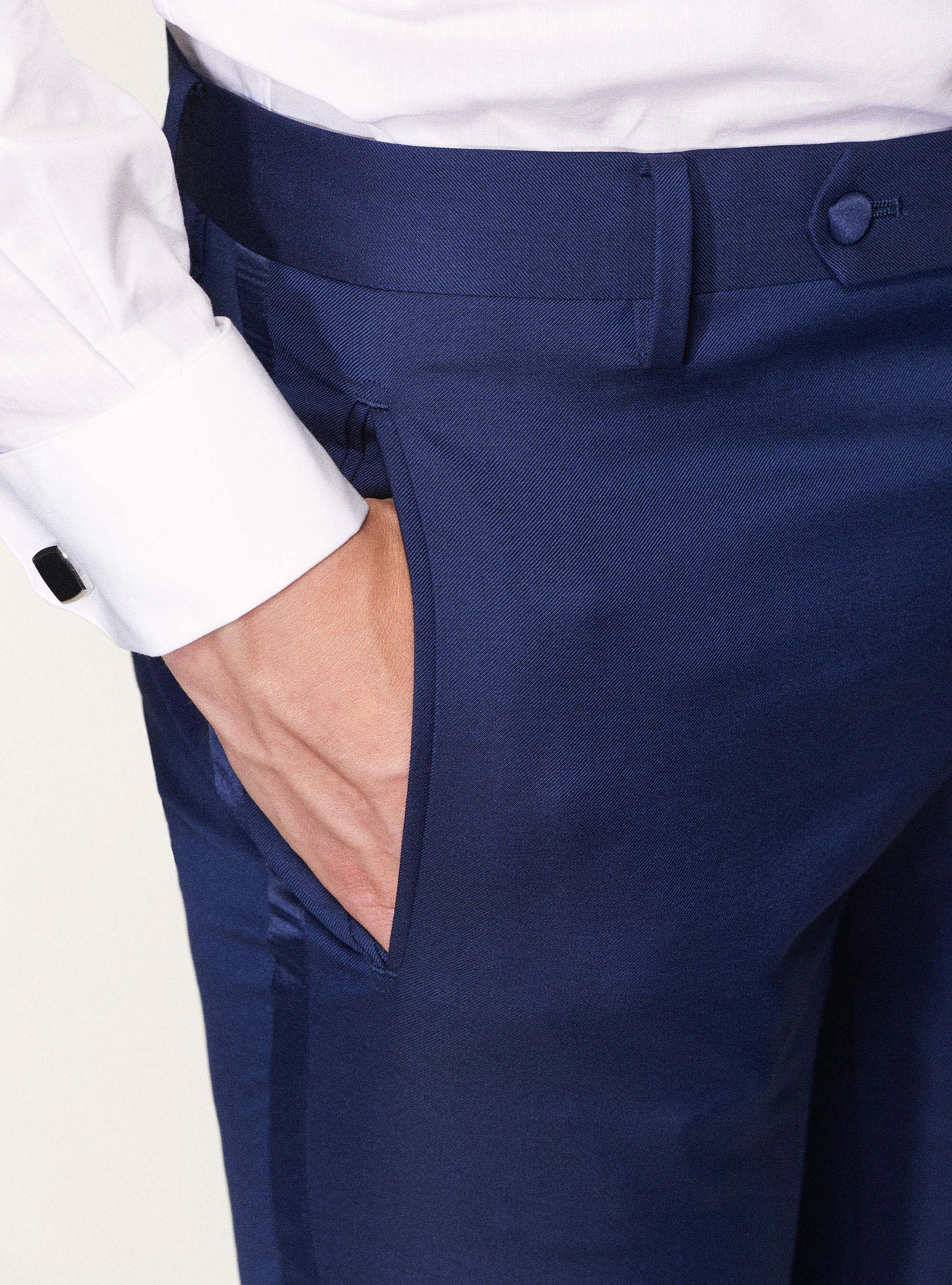 Blue hot sale tuxedo trousers
