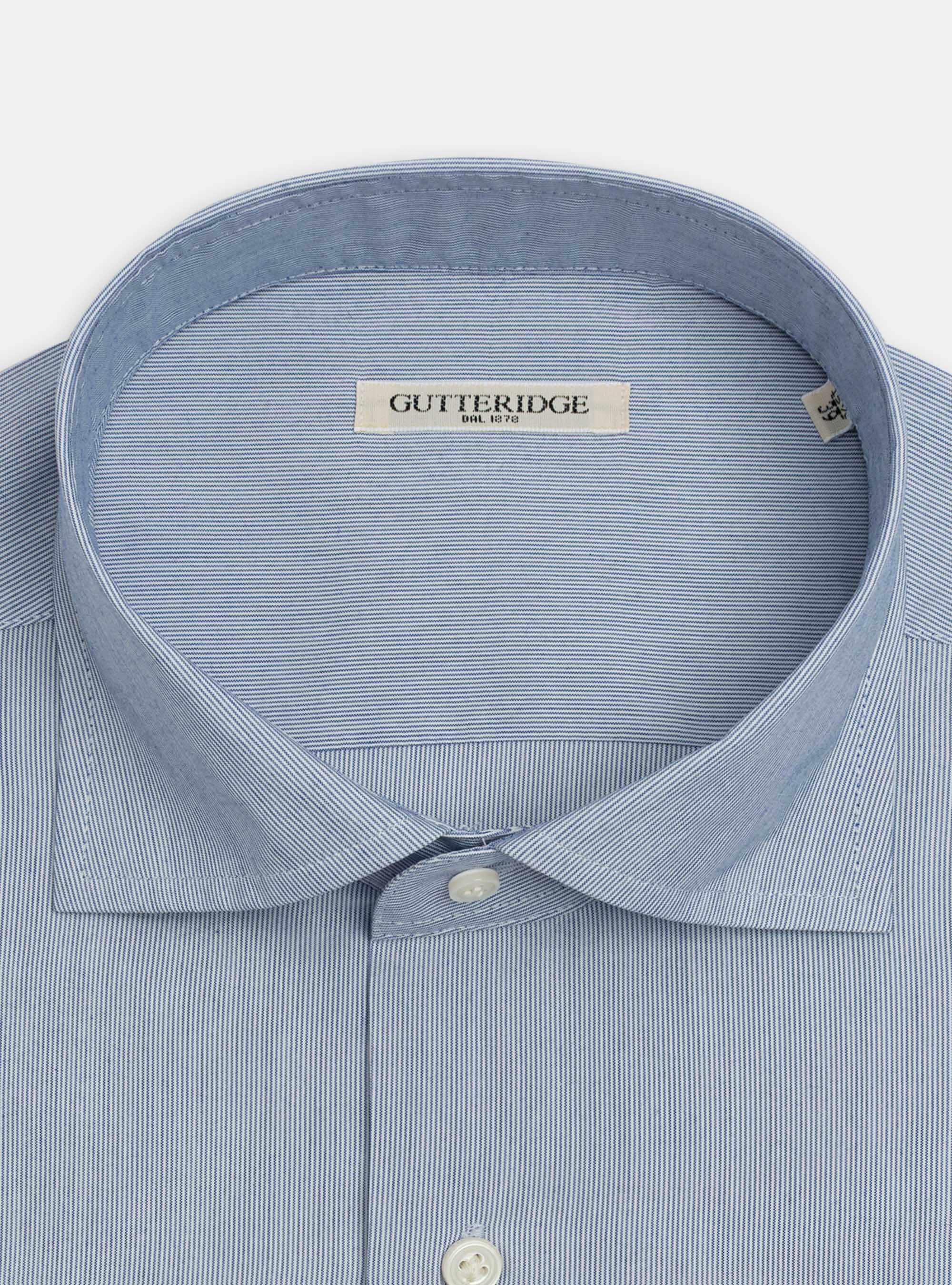 Camicia collo francese in misto cotone EcoMade, BLU