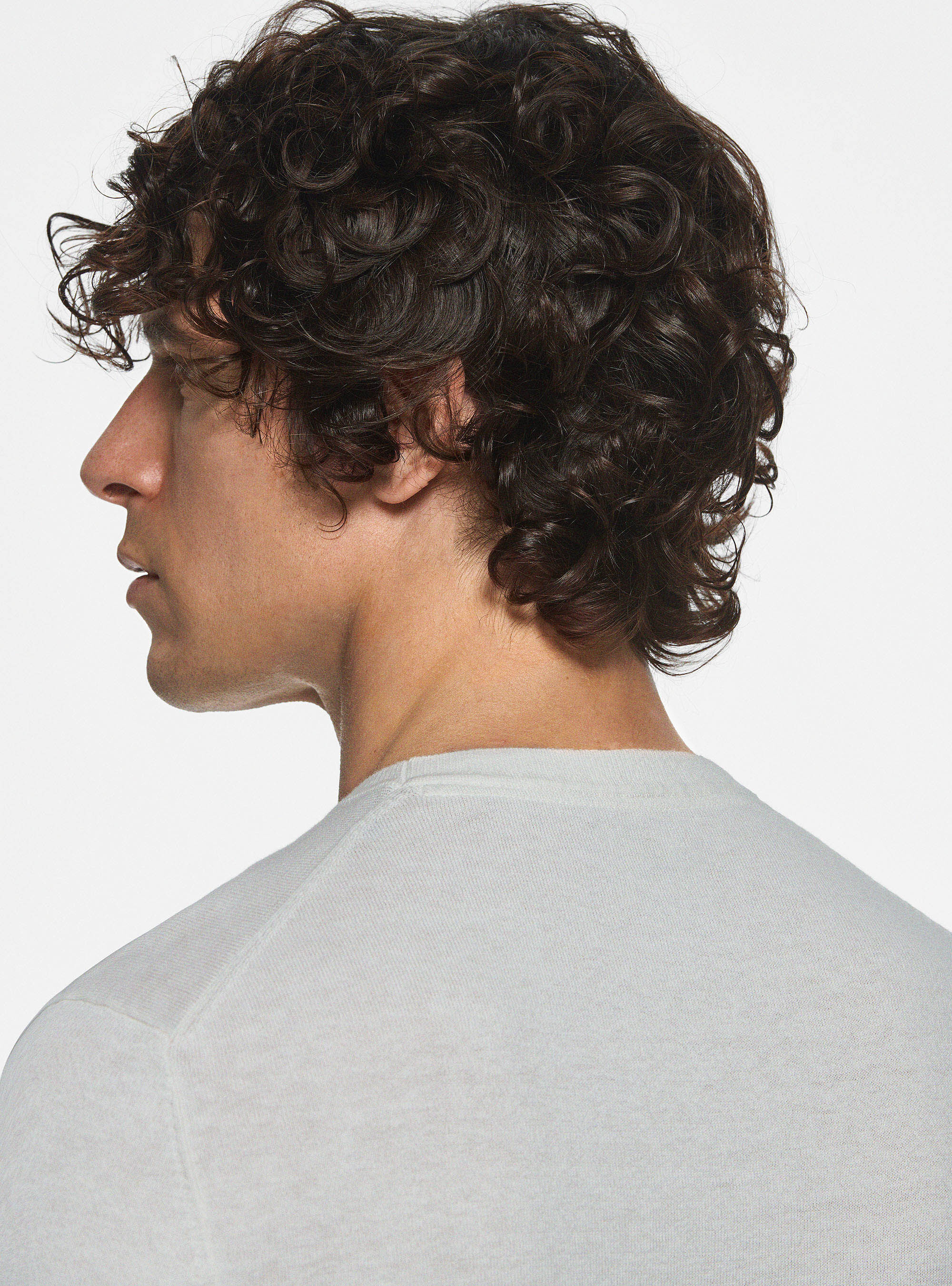 Round-neck sweater in cotton silk and cashmere, WHITE