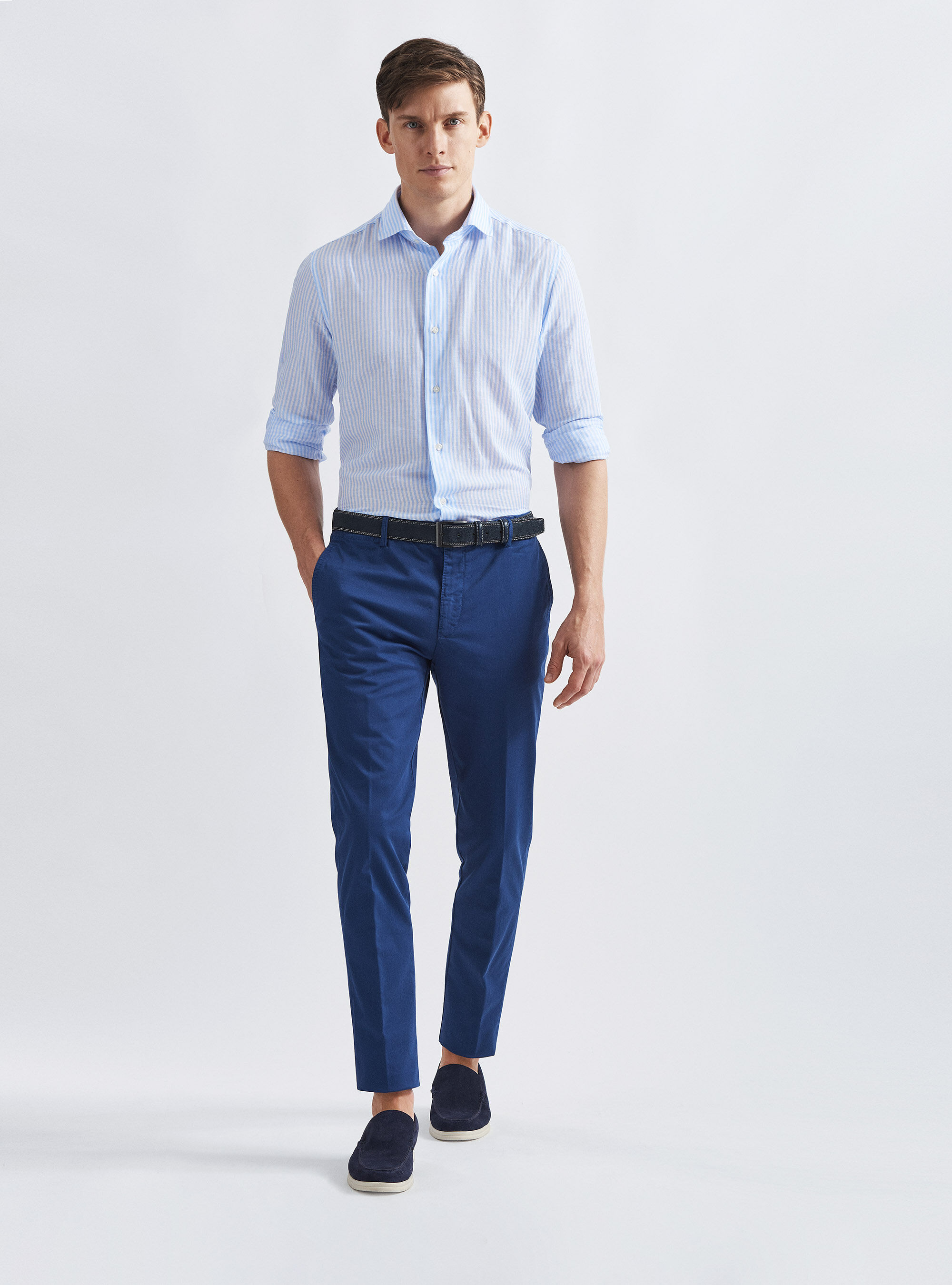 Linen blend striped shirt