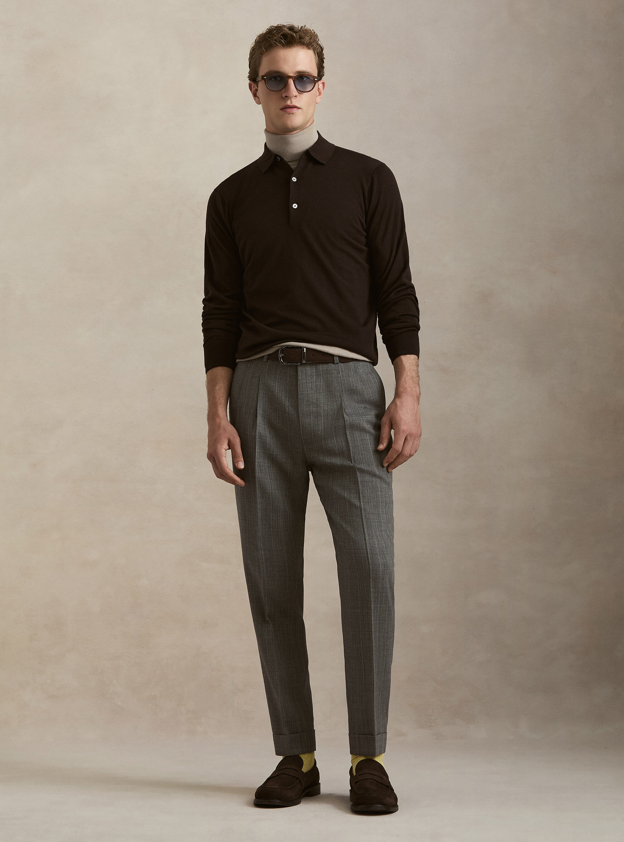 Extrafine merino wool knit polo shirt