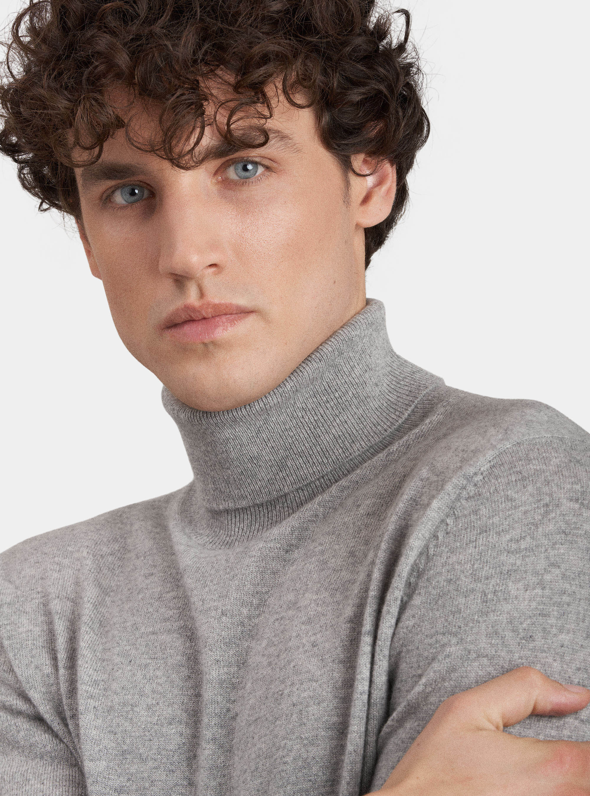 Pull col roul&eacute; 100% cachemire, GRIS CLAIR M&Atilde; LANG&Atilde;