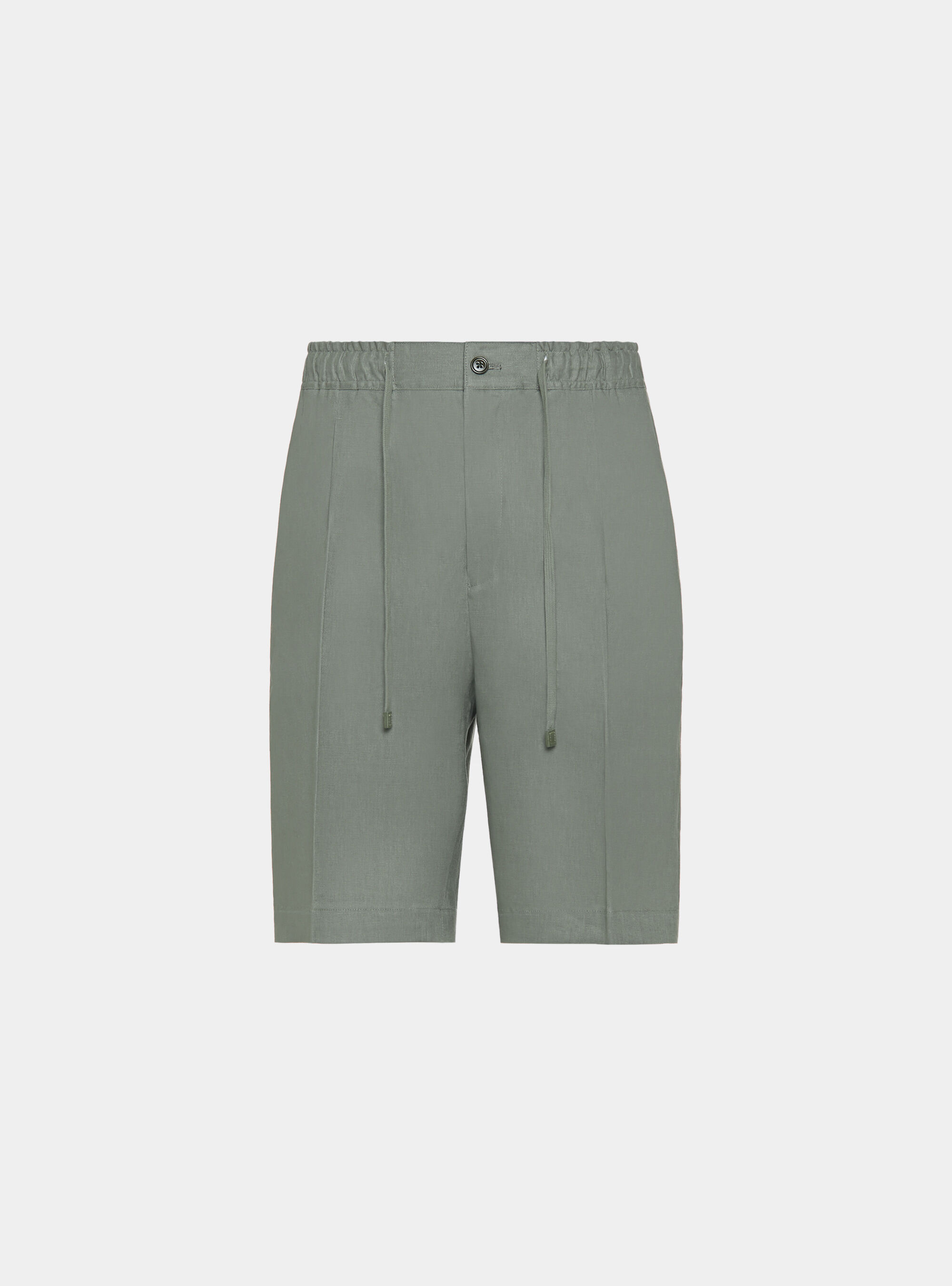 Bermudas de lino con el&aacute;stico y cord&oacute;n, SALVIA 0602C