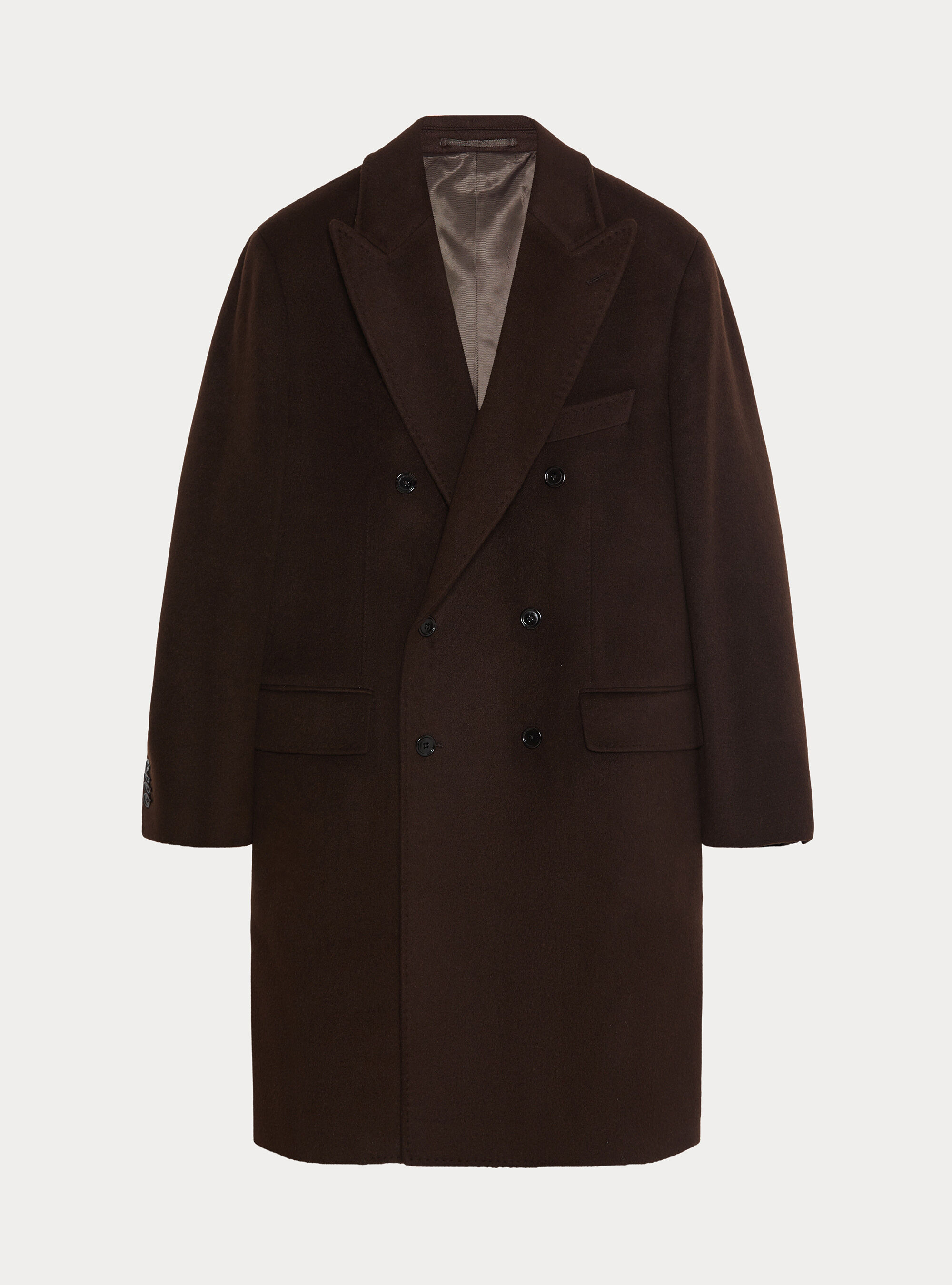 Double-breasted cashmere coat, BROWN