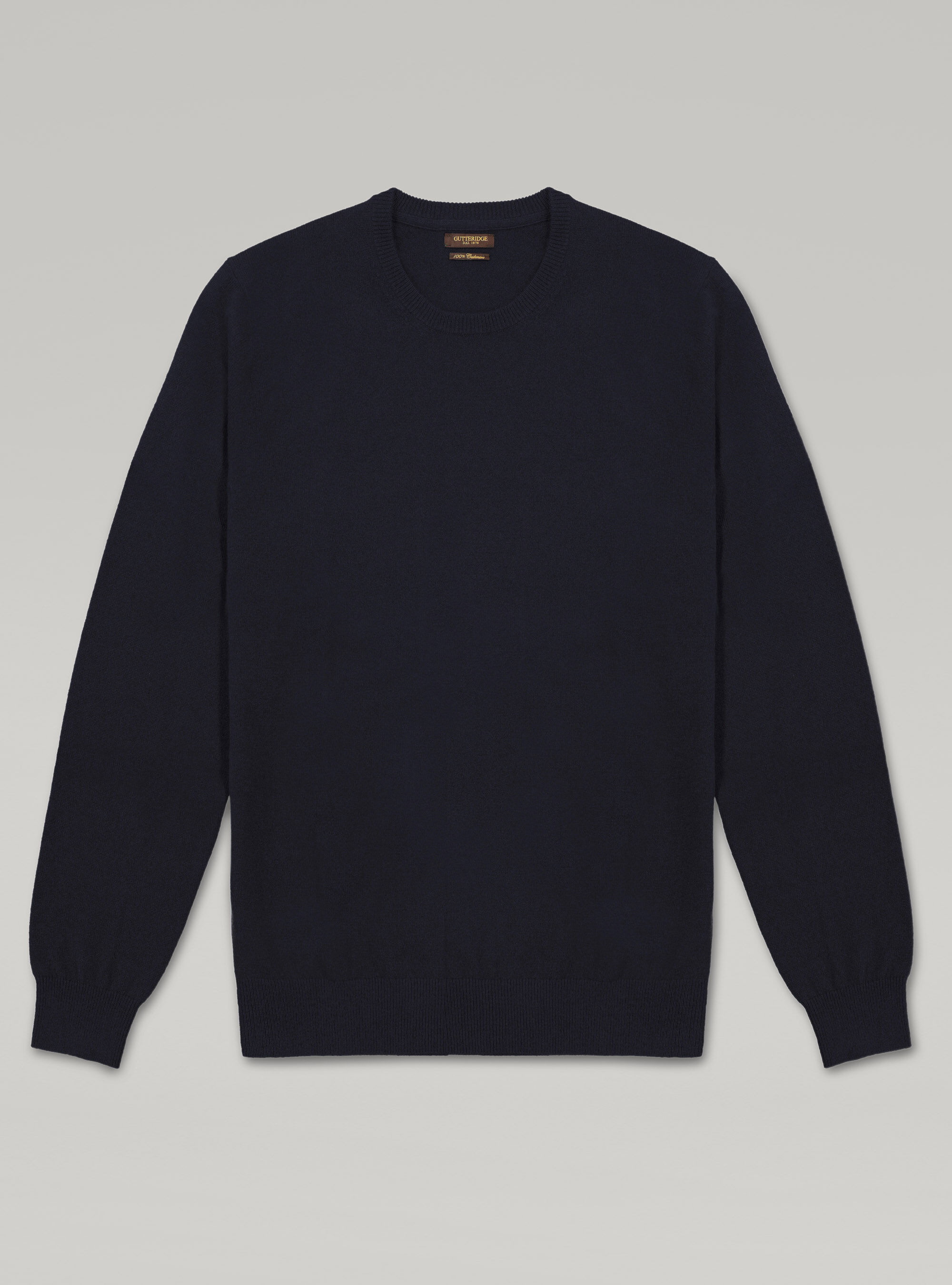 100% cashmere round neck sweater, NAVY BLUE