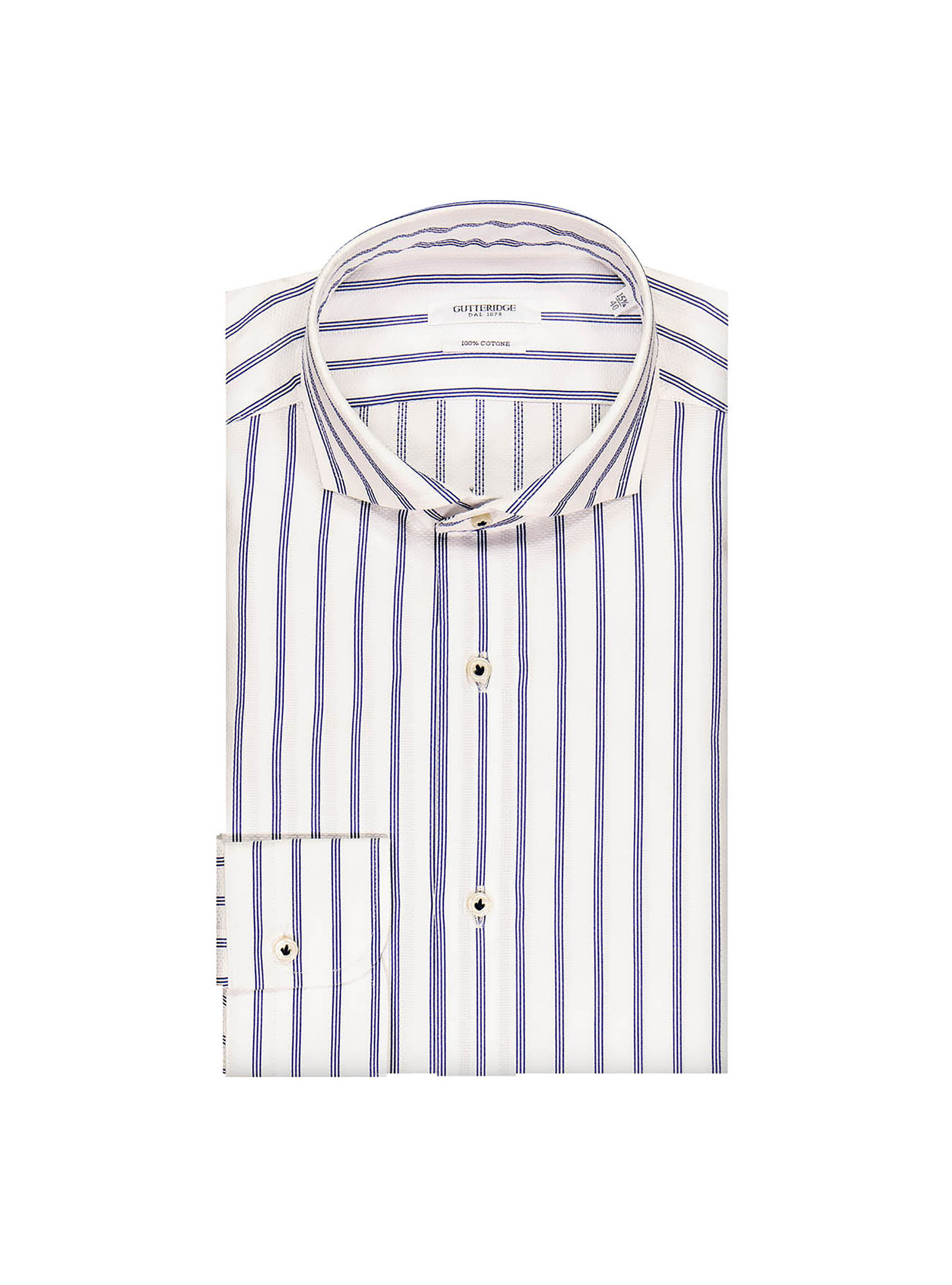 Camicia collo francese piccolo operato rigato