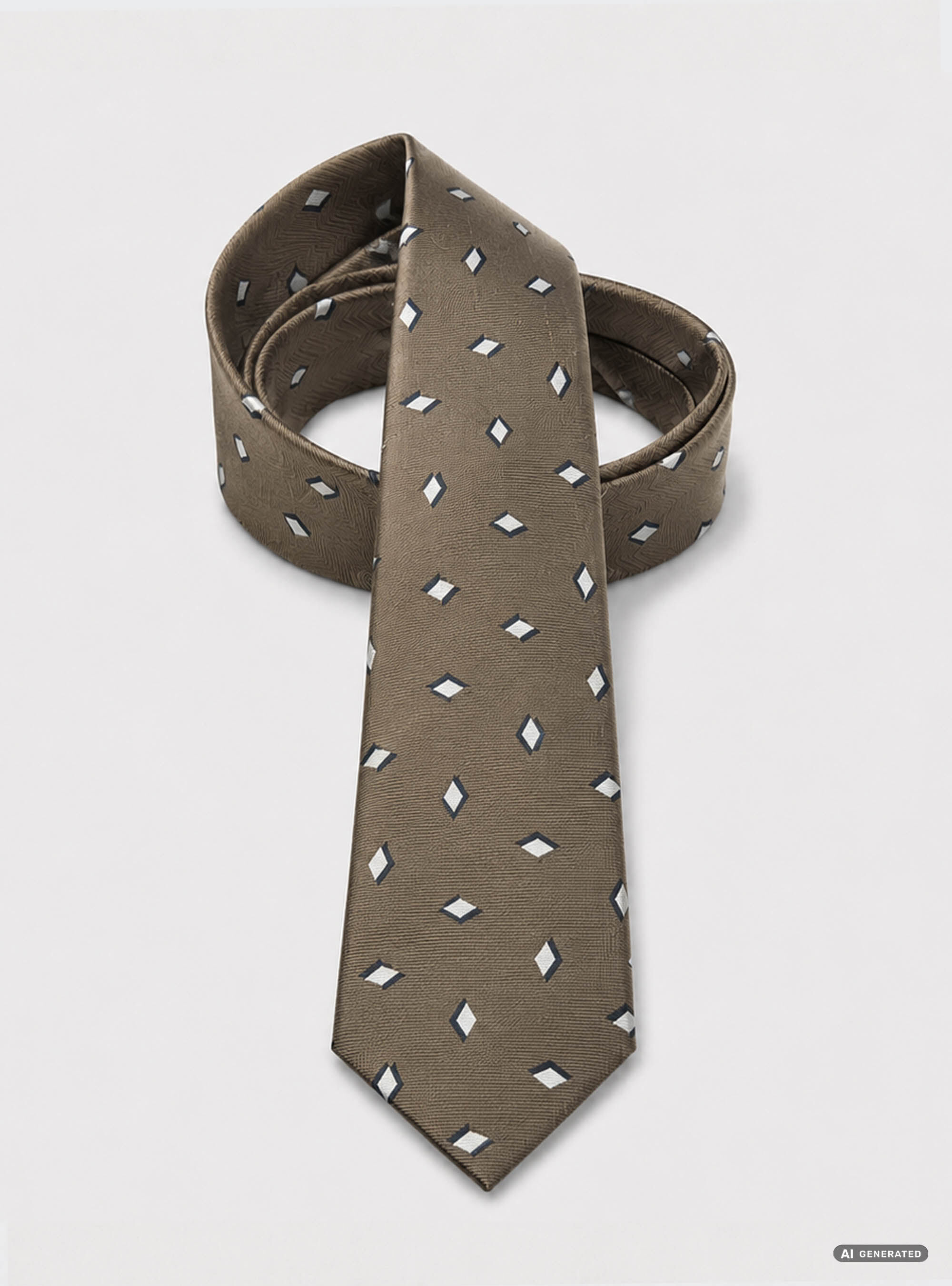 Cravatta in twill di seta fantasia geometrica, MARRONE