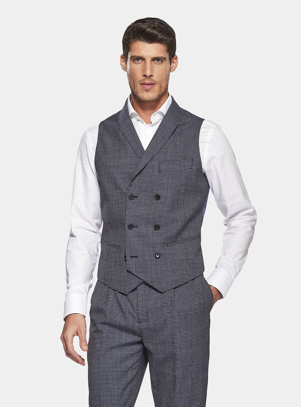 Wool double-breasted waistcoat