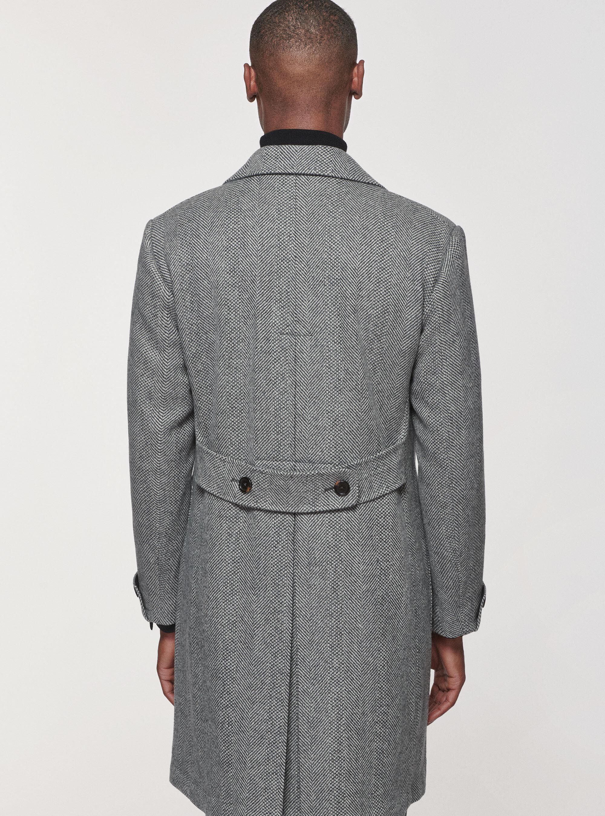 Grey wool double breasted coat hotsell
