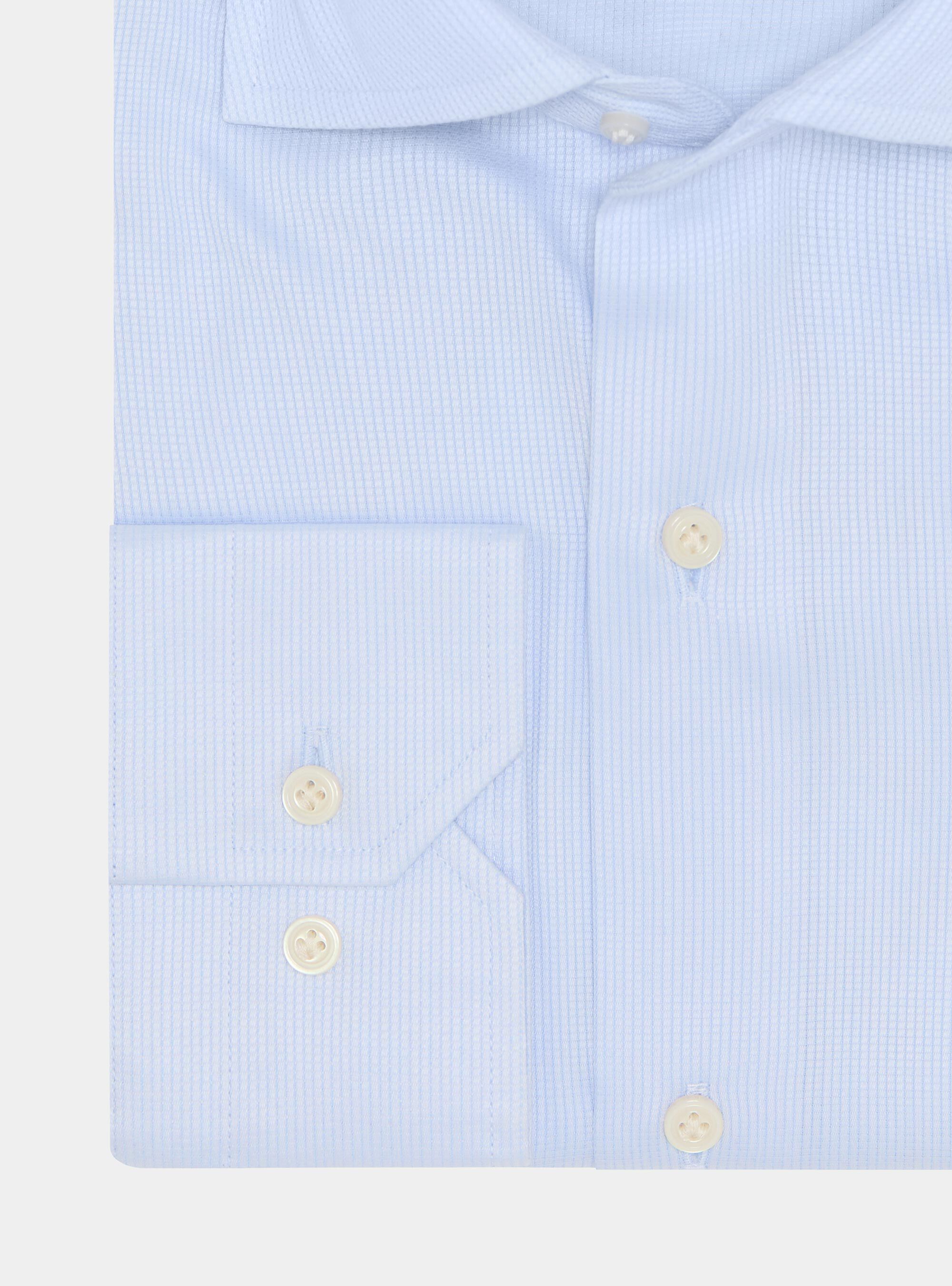Camicia in cotone operato, AZZURRO