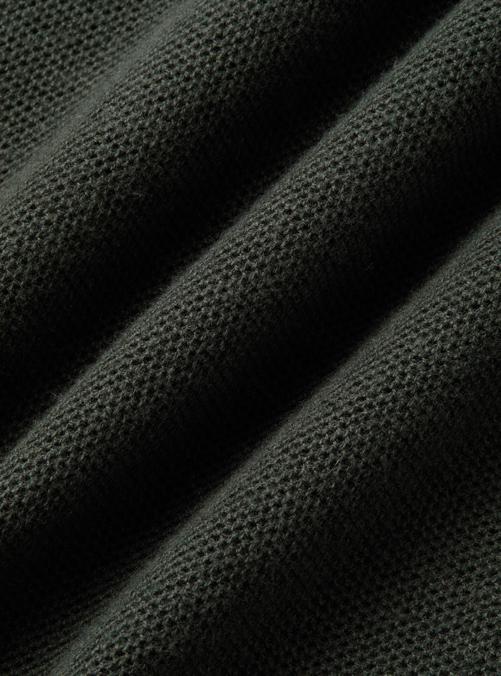 Maglia con mezza zip nido d'ape in cotone cashmere, MILITARE 0609C