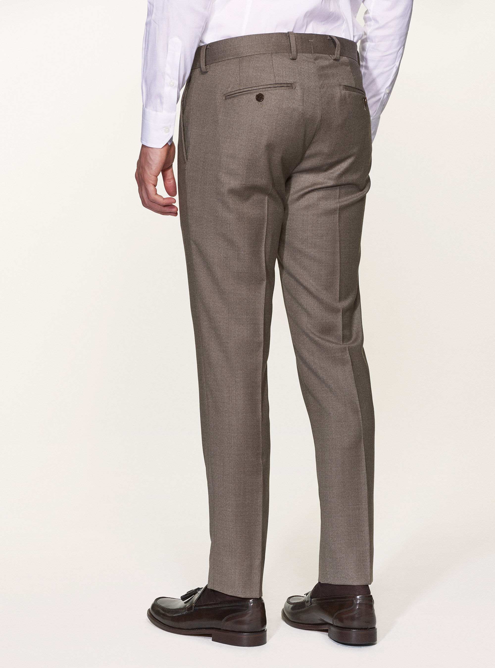 Pantaloni per abito in pura lana superfine 110's Vitale Barberis Canonico, SABBIA