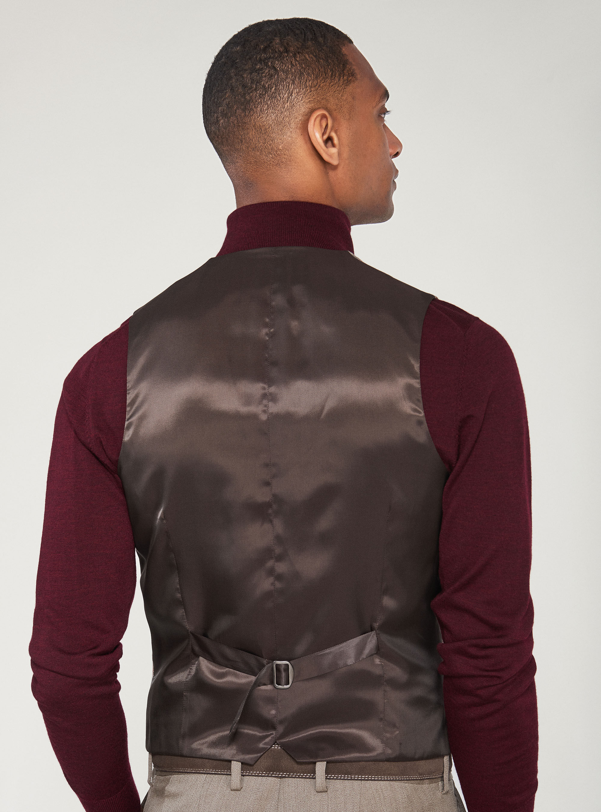 Wool Silk Linen Check Vest