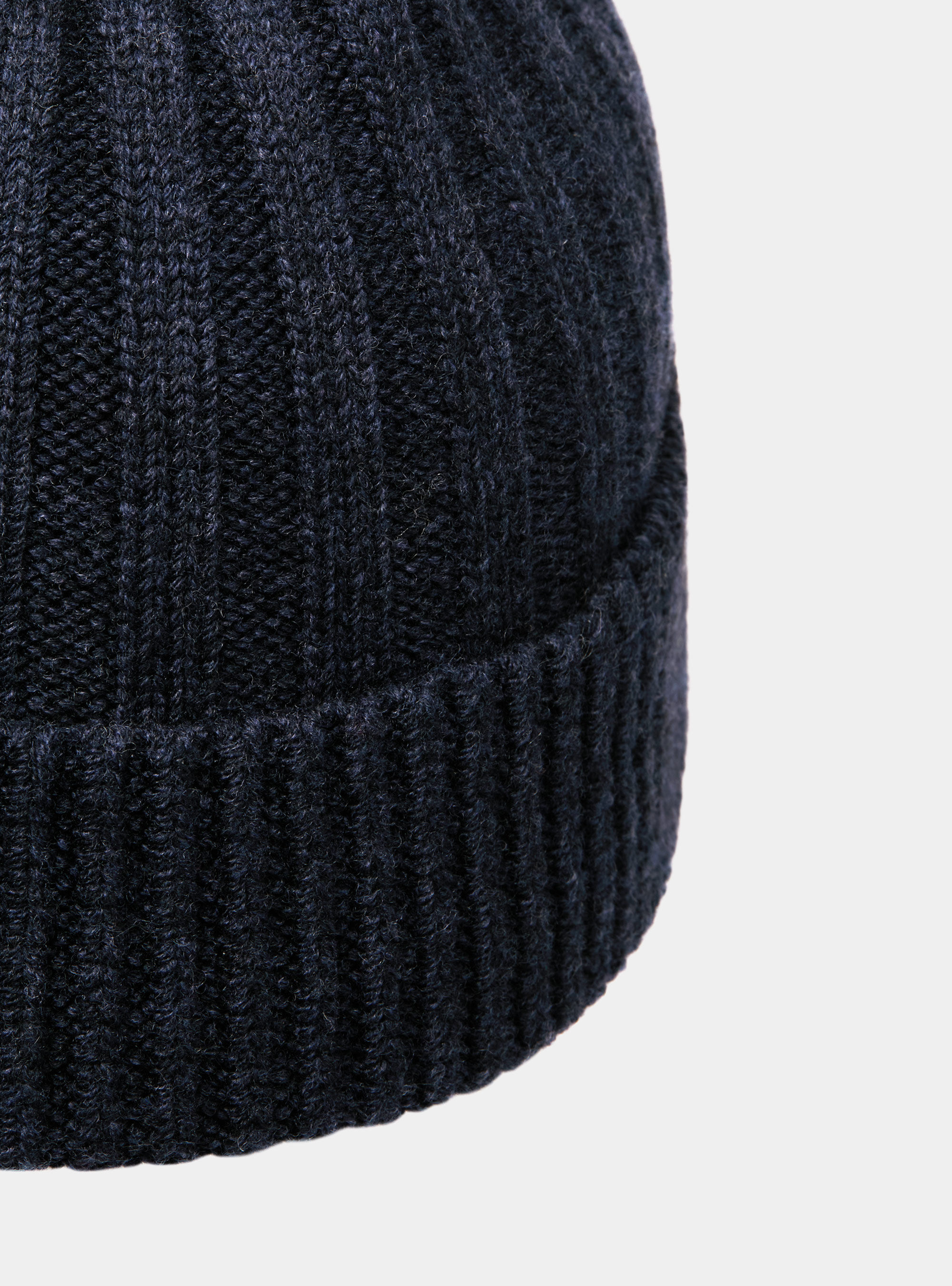 English rib cashmere blend beanie, NAVY BLUE