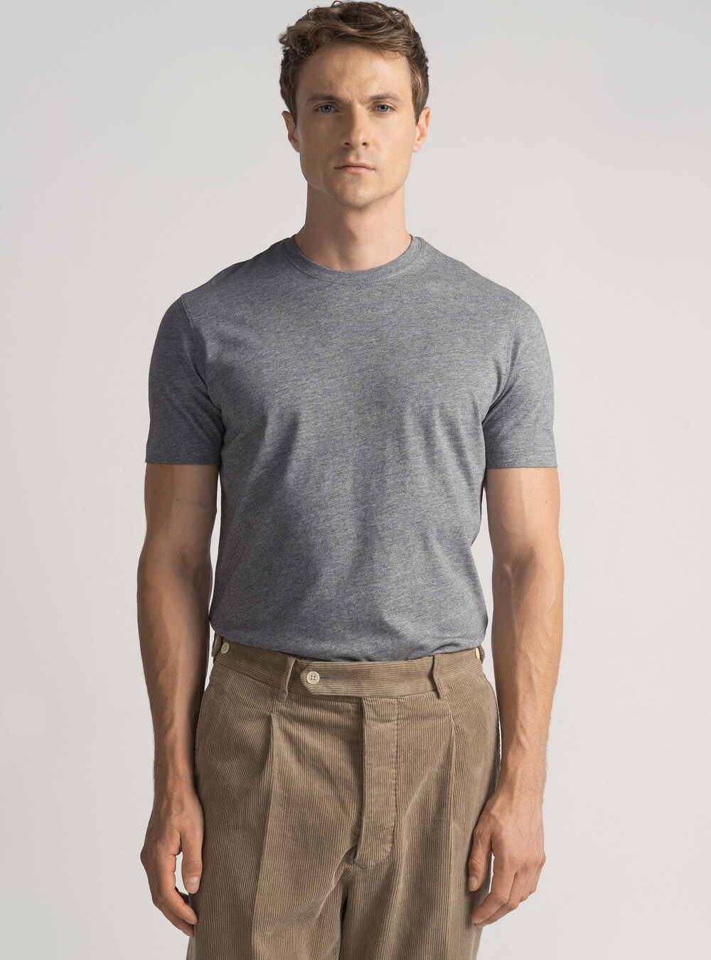 T-shirt in cotone supima mezza manica, GRIGIO CHIARO T-shirt in cotone supima mezza manica