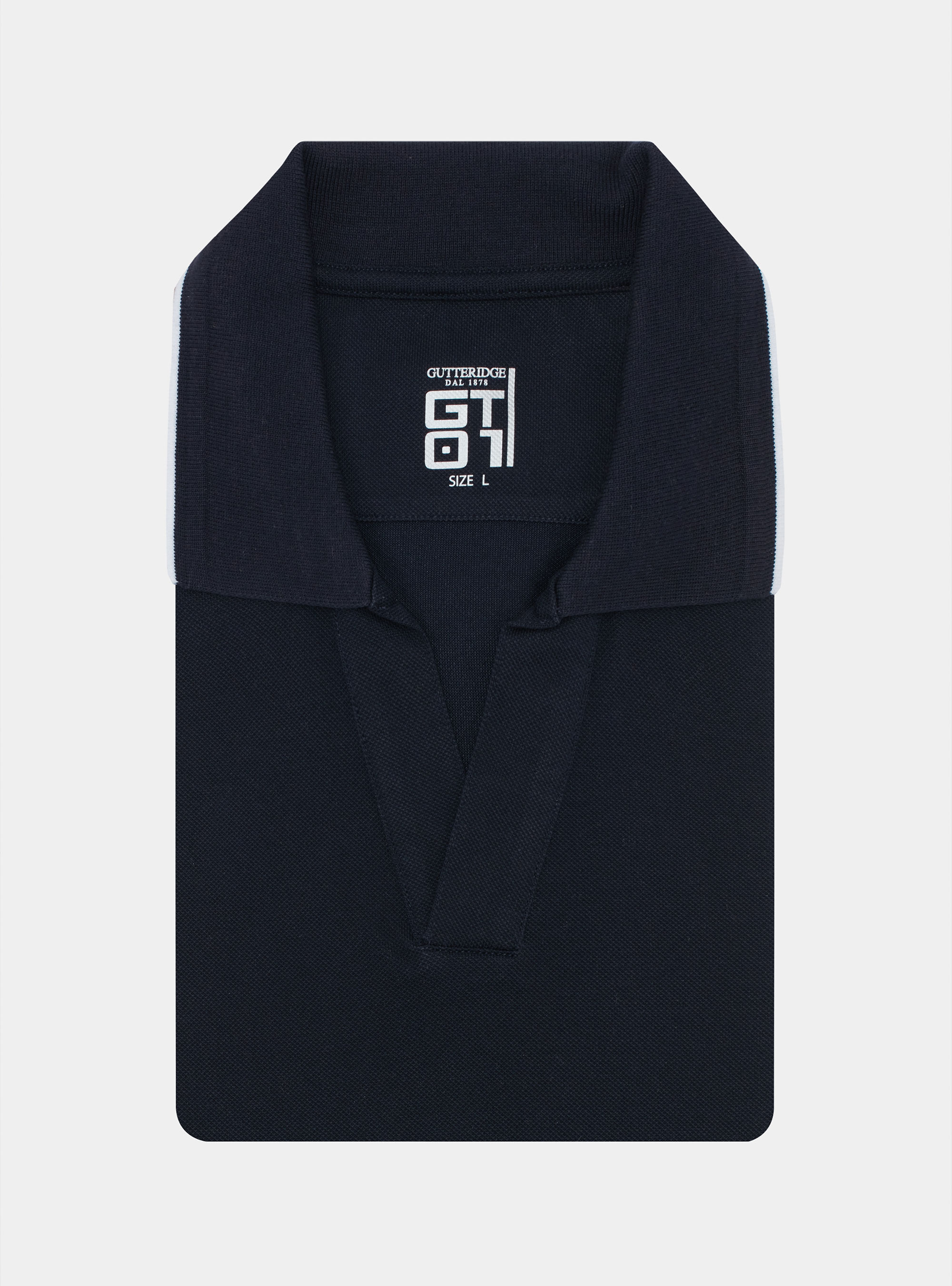 Polo GT01 senza bottoni in piquet stretch, BLU NAVY