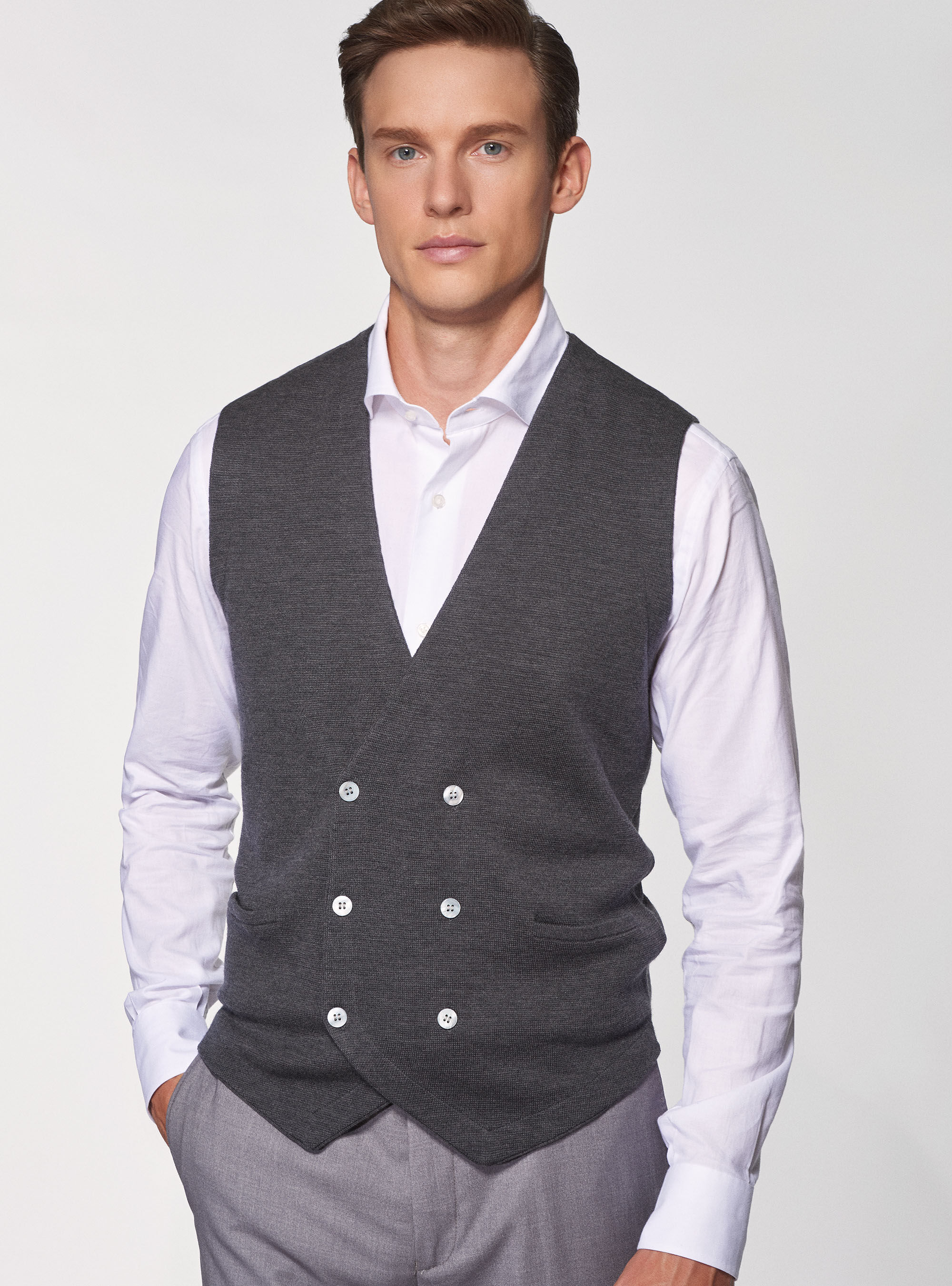 GILET DOPPIOPETTO LISCIO BLUE