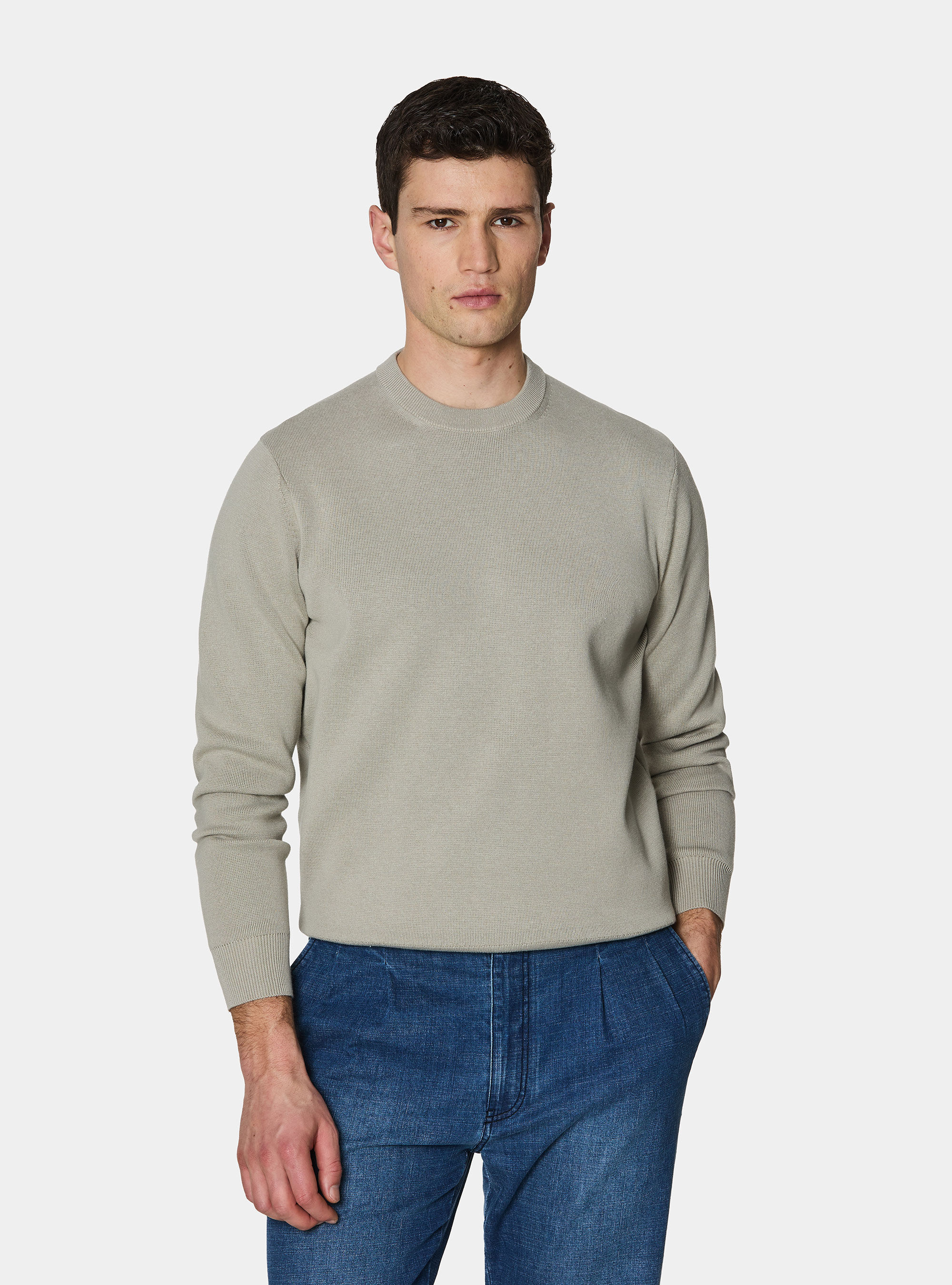 Cotton blend crew neck sweater