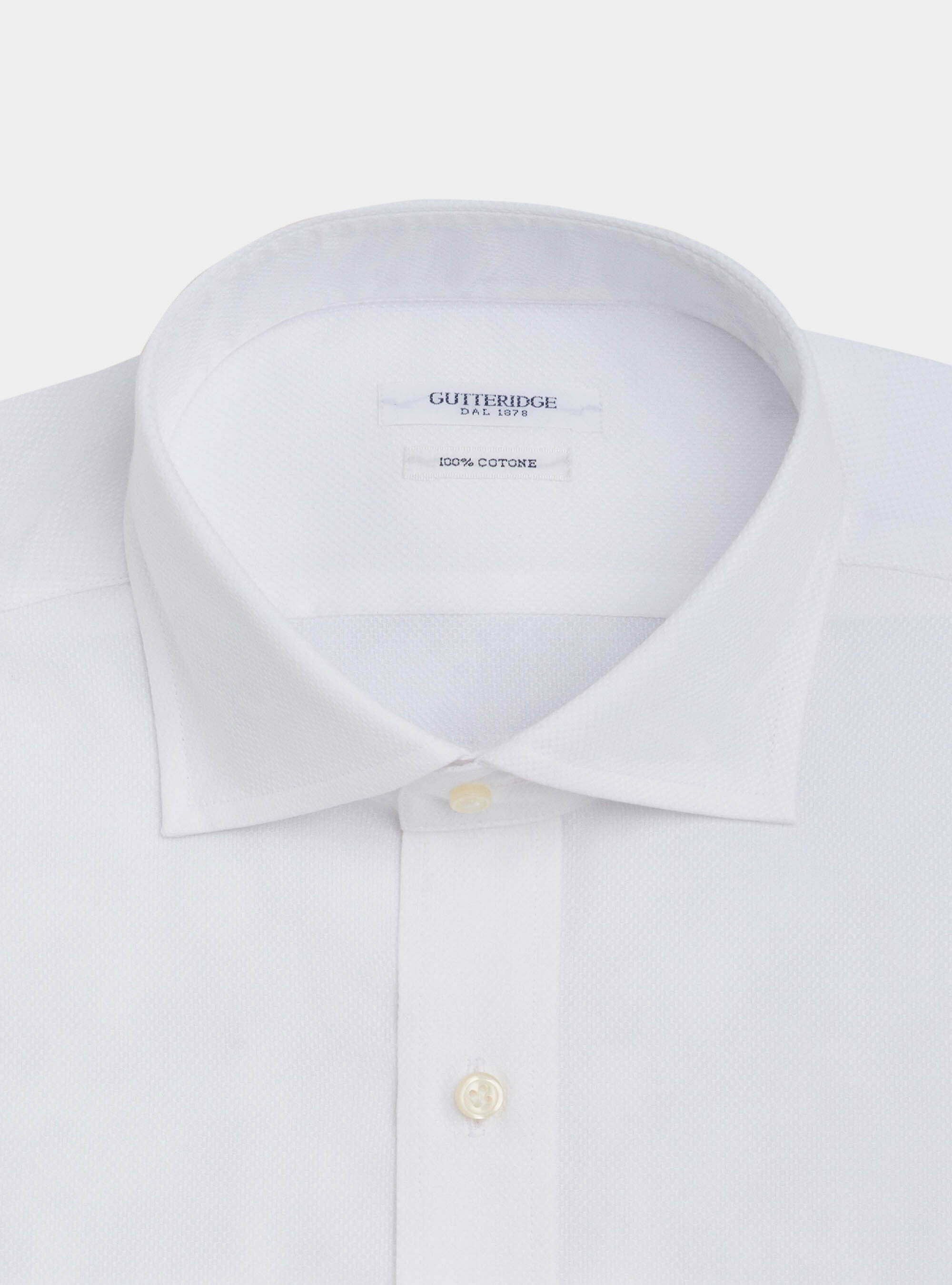 Chemise col français semi-ouvert en coton tissé | GutteridgeEU -  CF772GUOP165