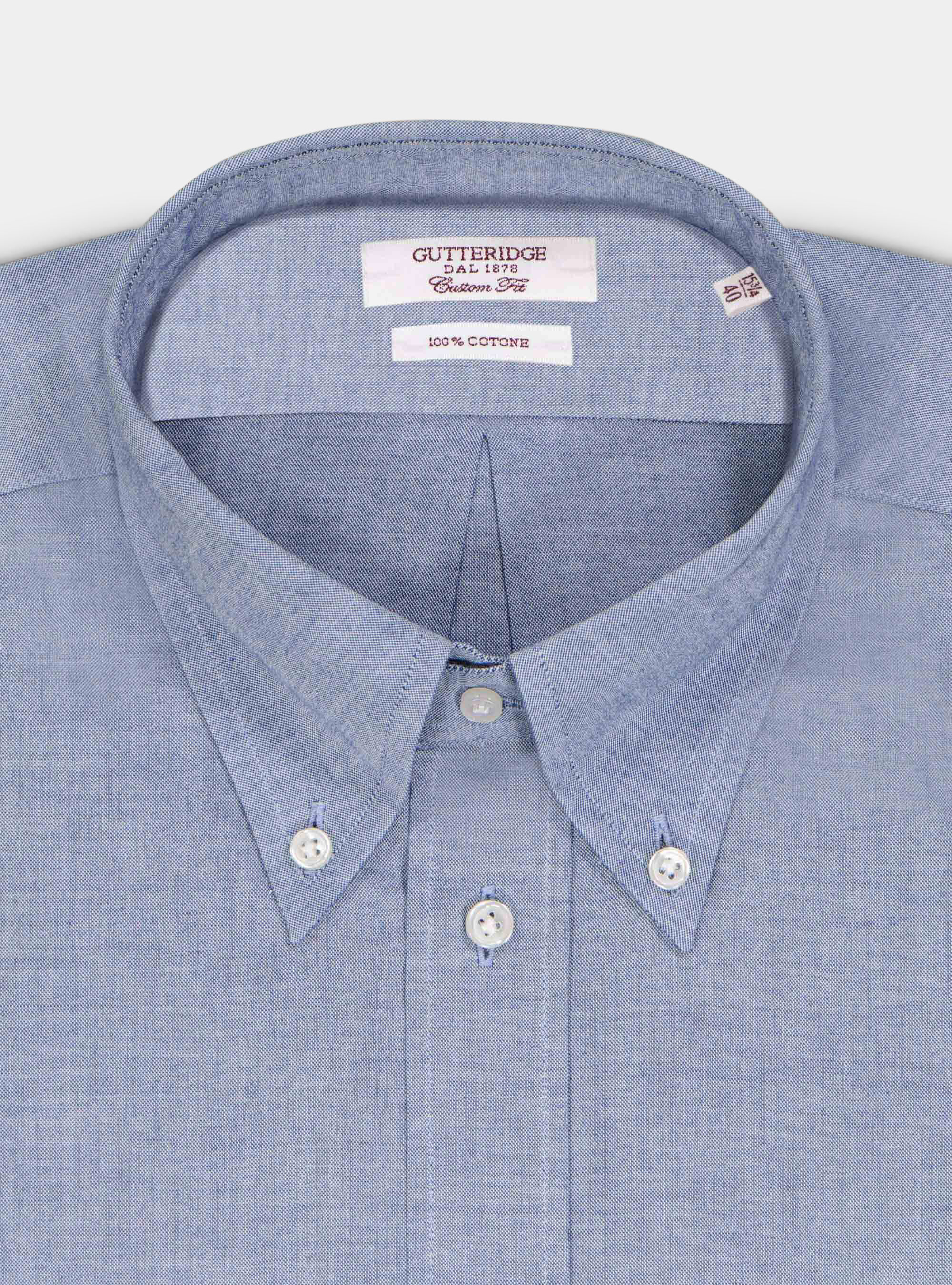 Camicia custom collo button down in oxford, BLU
