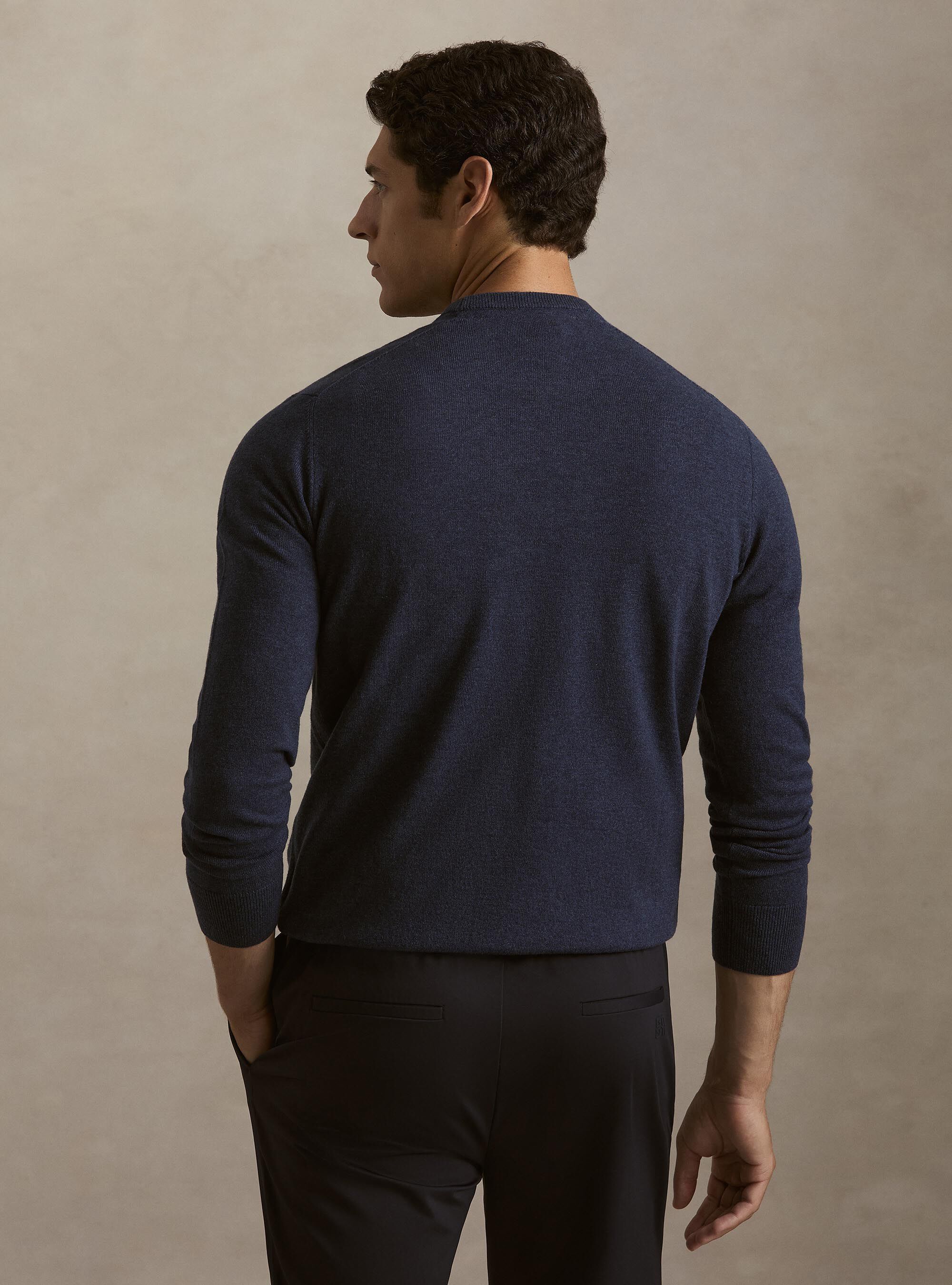 Girocollo in maglia in lana poliammide cashmere, INK