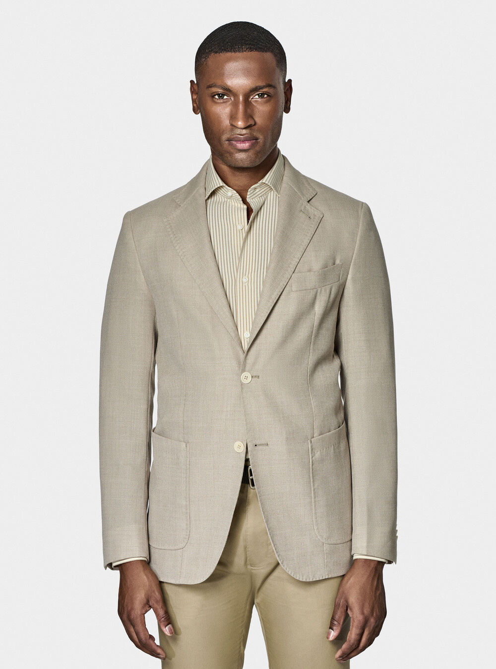 Giacca in pura lana micro texture, ECRU Giacca in pura lana micro texture