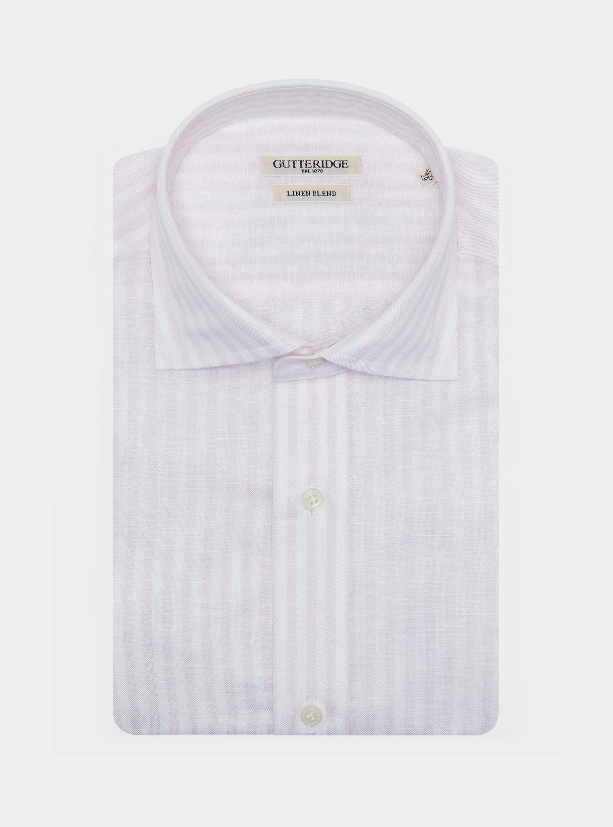 Camicia rigata in misto lino, ROSA