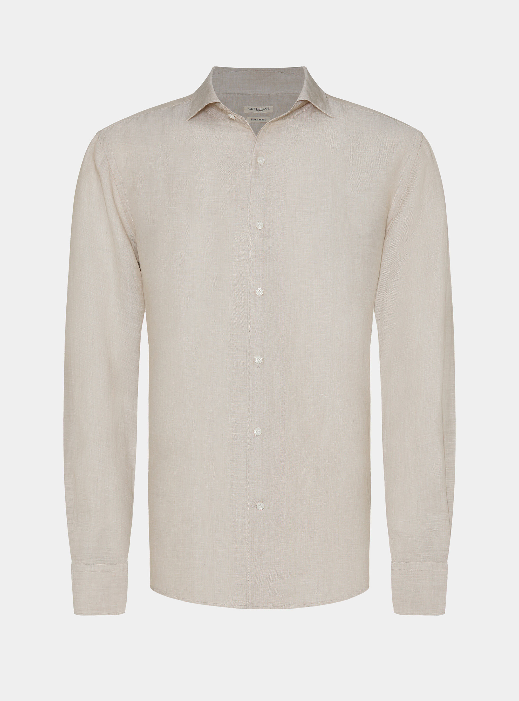 Linen-blend shirt with facing, SAND