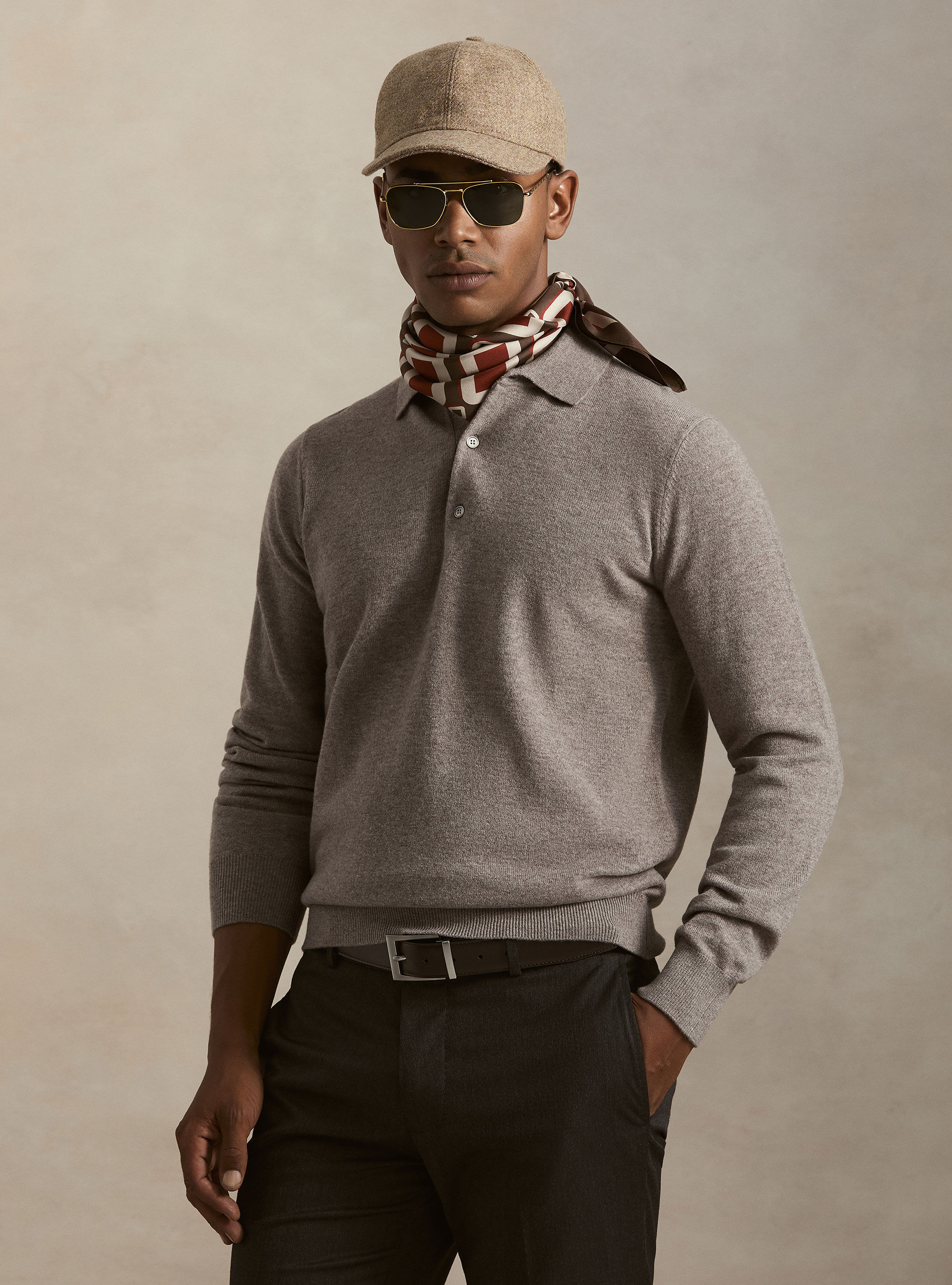 Maglia a polo in lana e cashmere