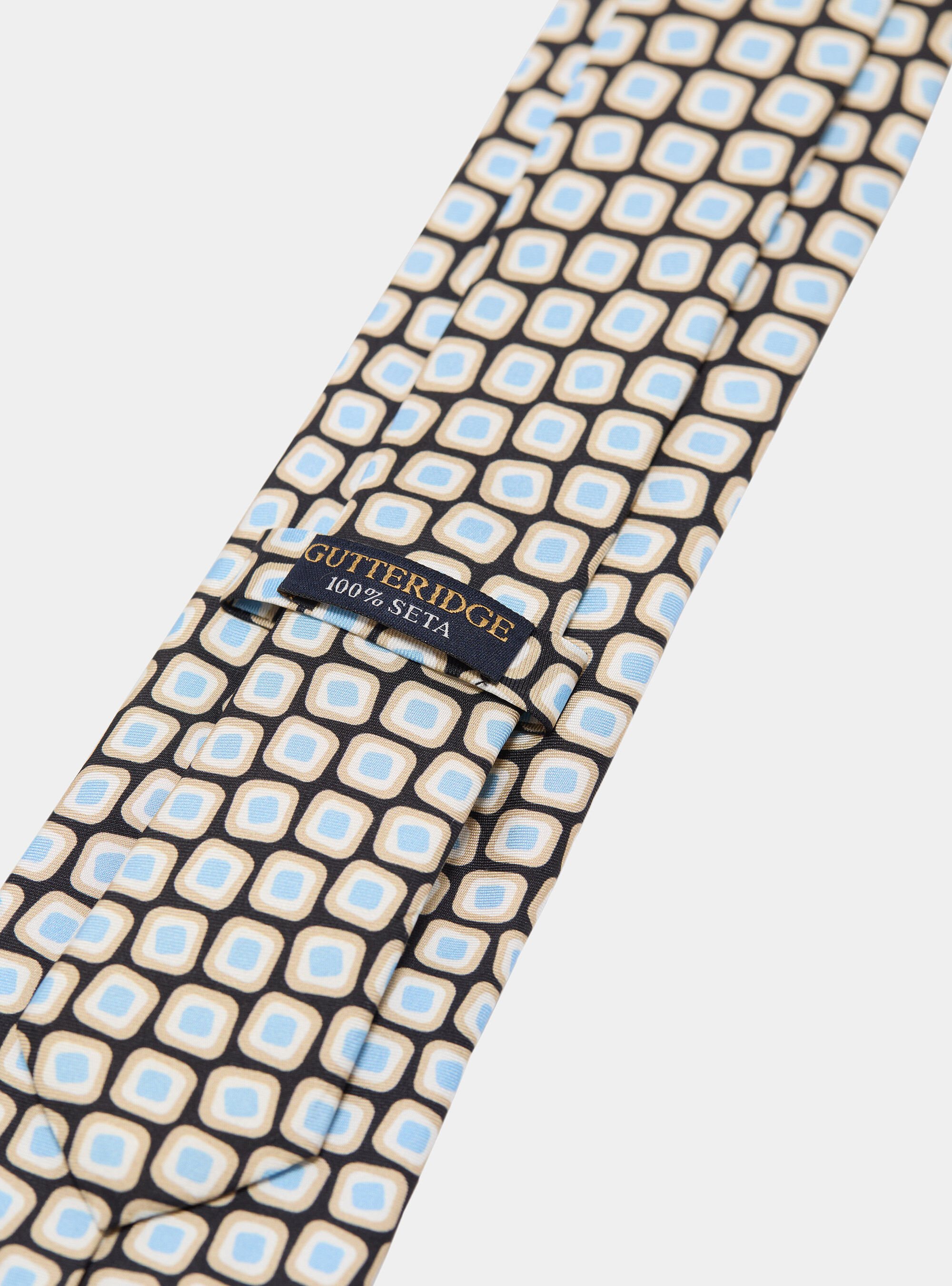 Printed silk tie, NAVY BLUE