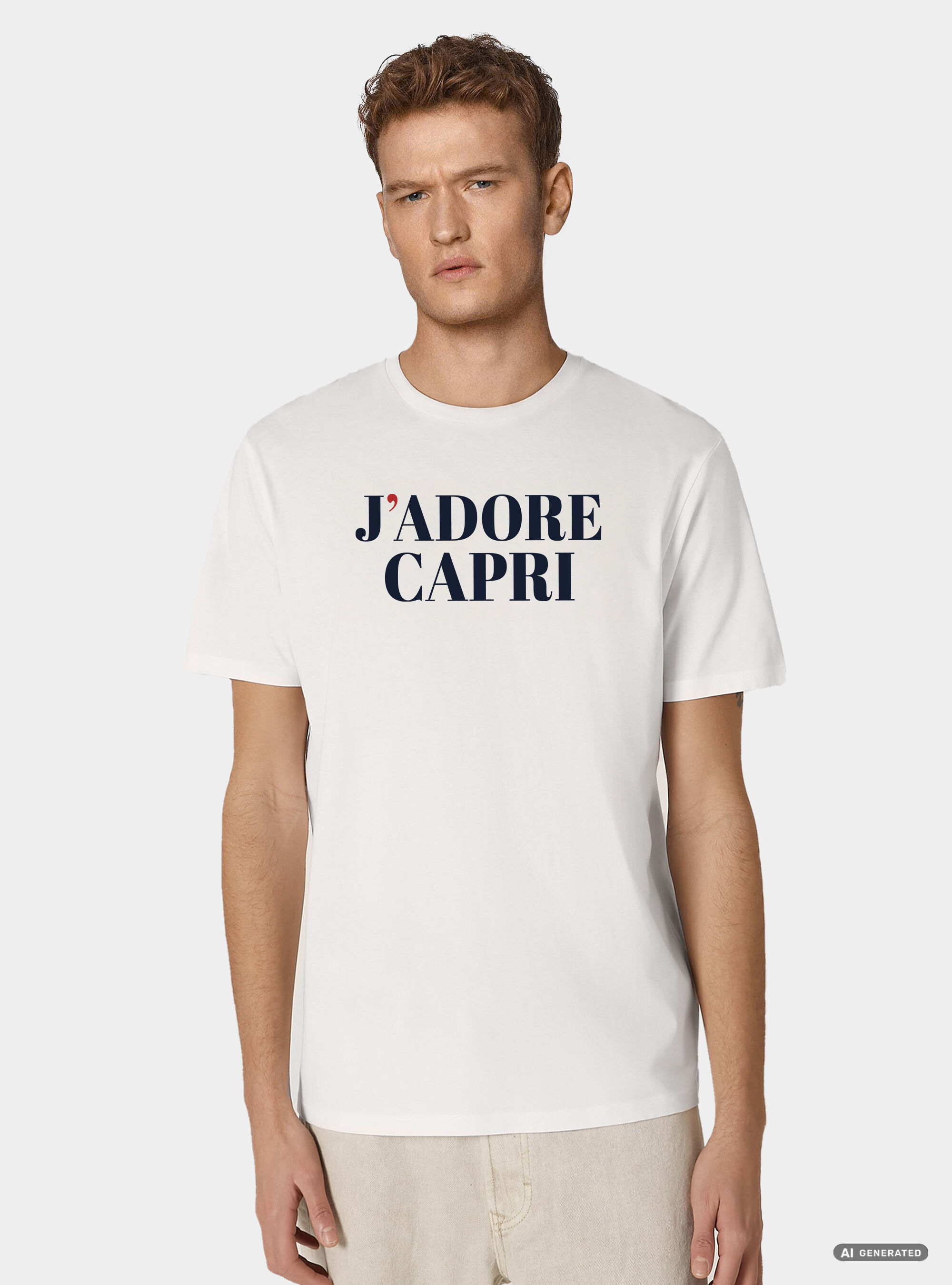 T-shirt in cotone con stampa "j'adore capri"