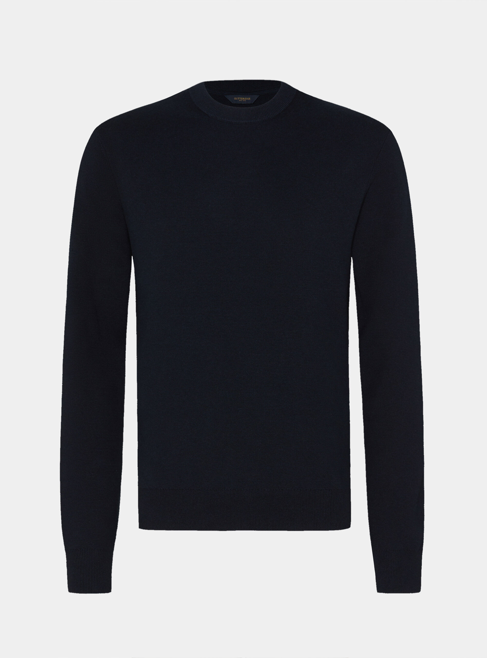 Cotton blend crew neck sweater, NAVY BLUE
