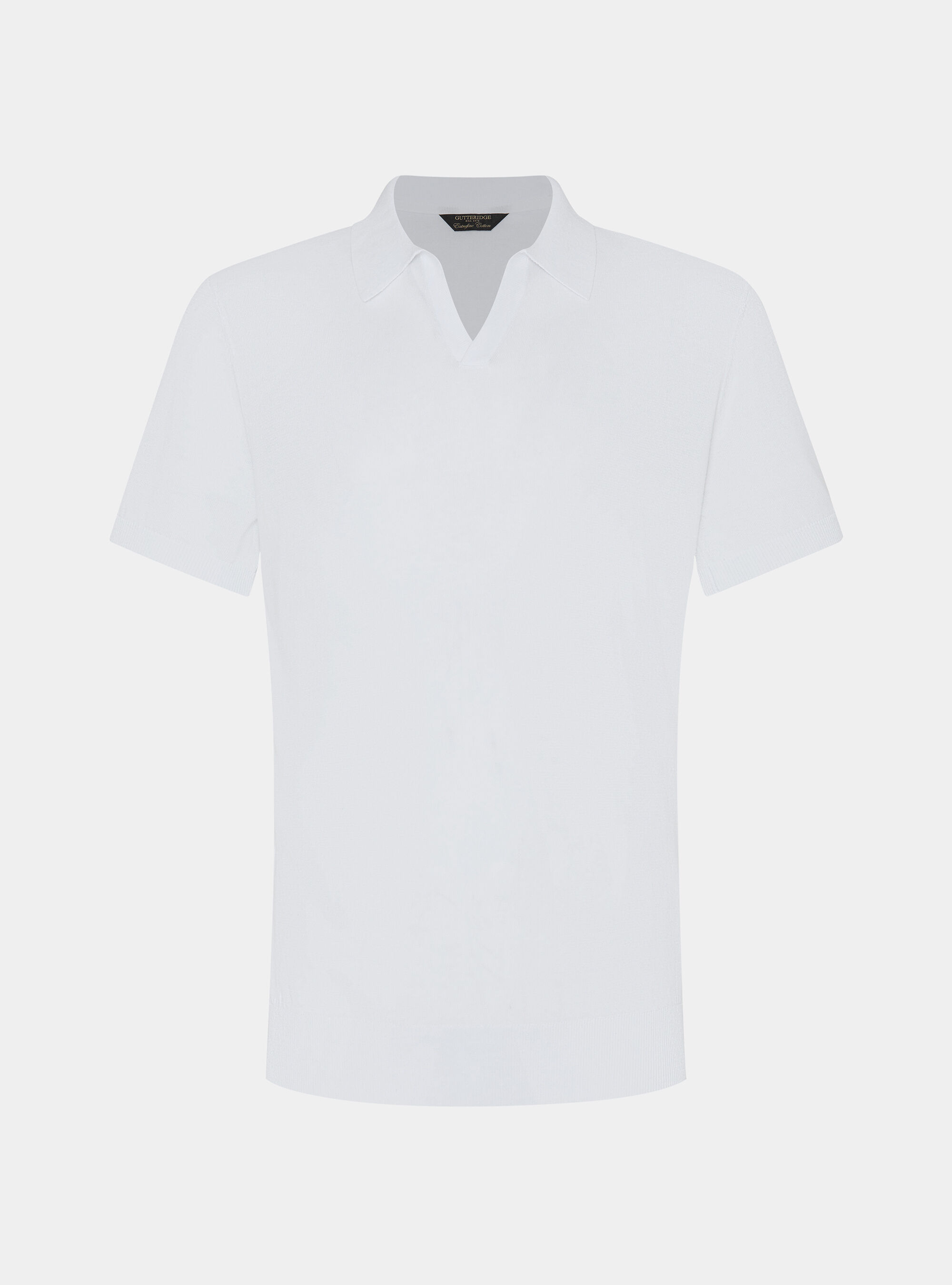 Polo de punto sin botones en algod&oacute;n extrafino, BLANCO