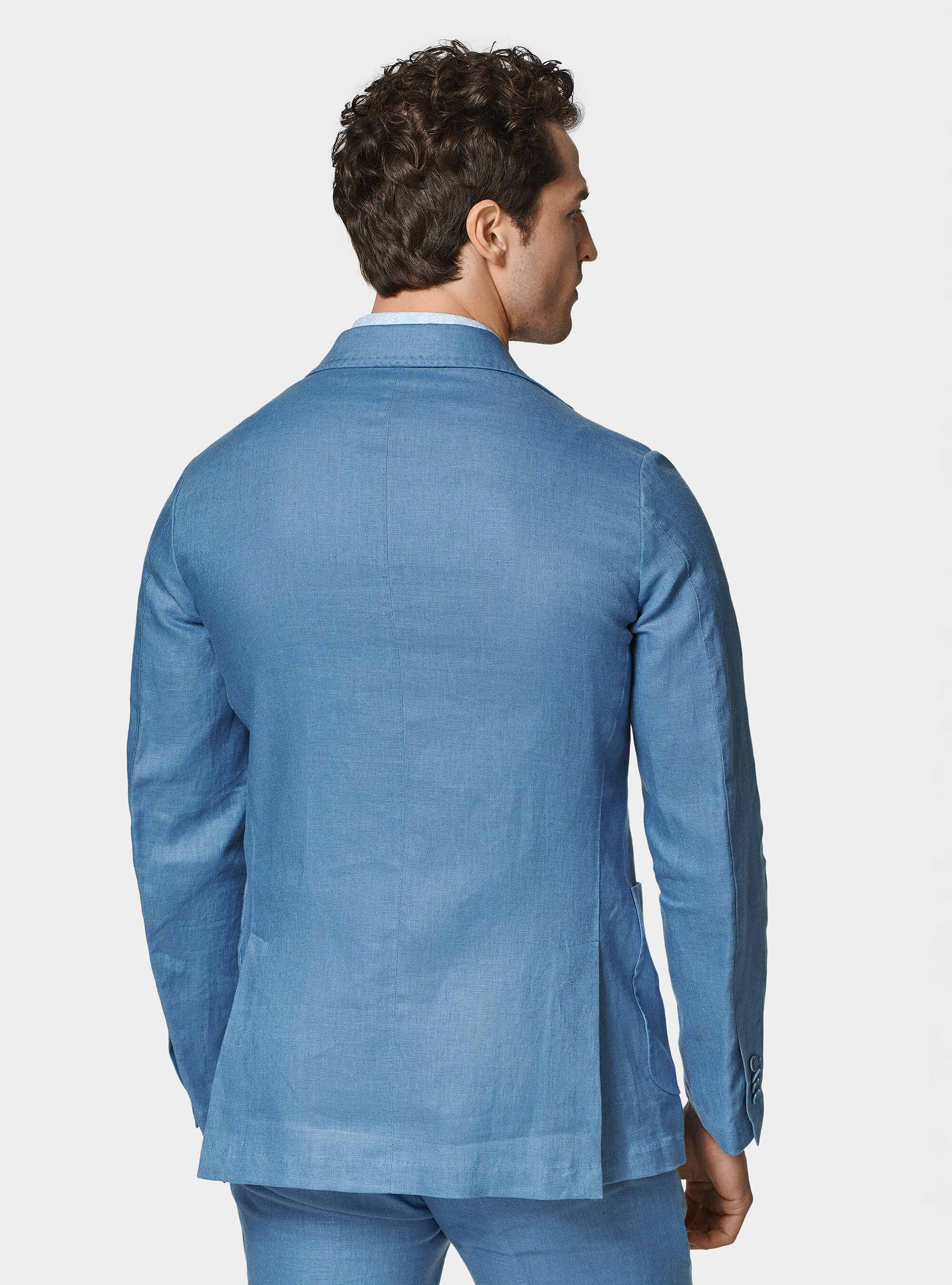 Pure linen suit blazer, AZZURRO POLVERE 0283C