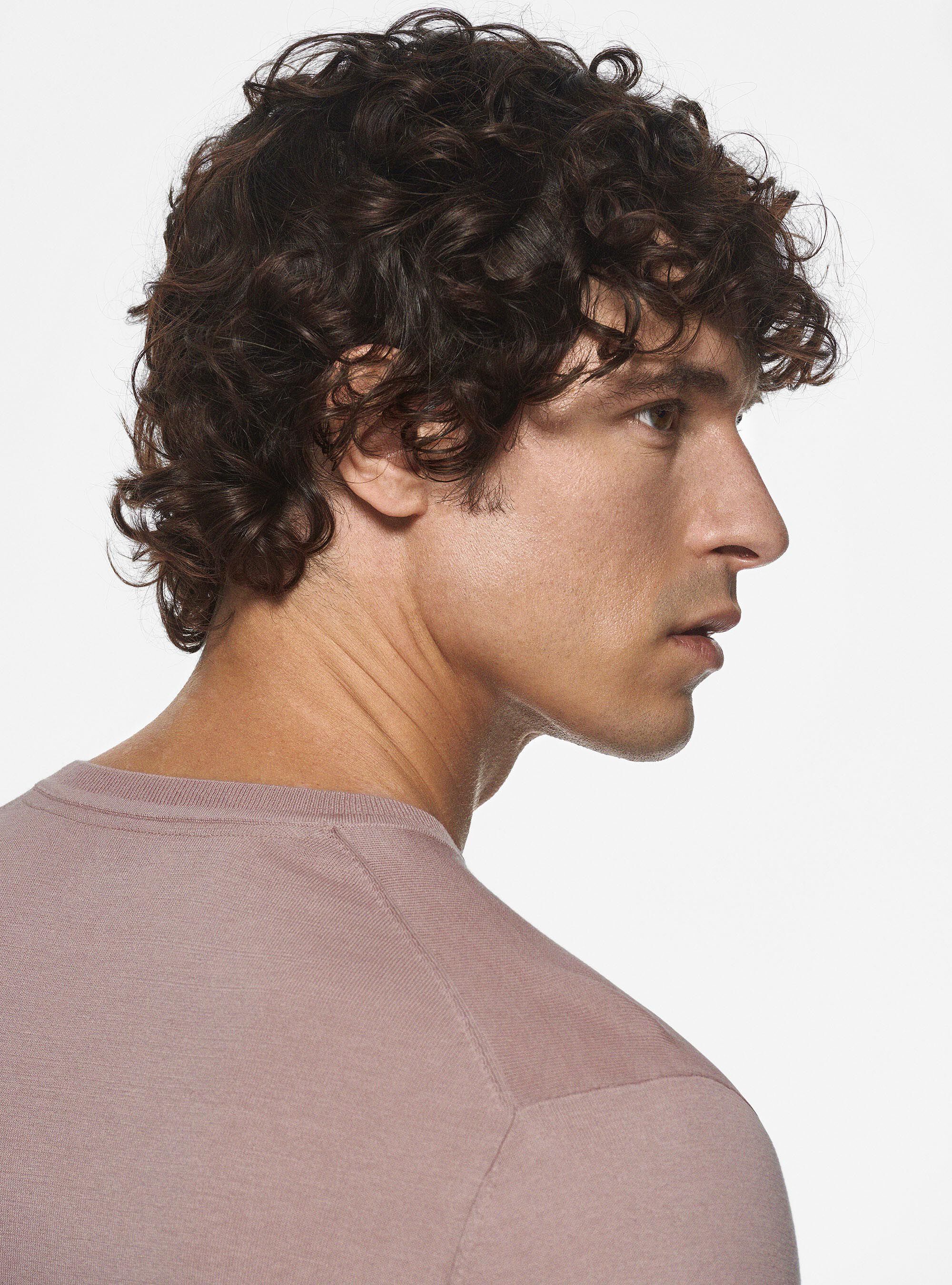 Maglia girocollo in seta e cotone, 0441C ROSA SCURO