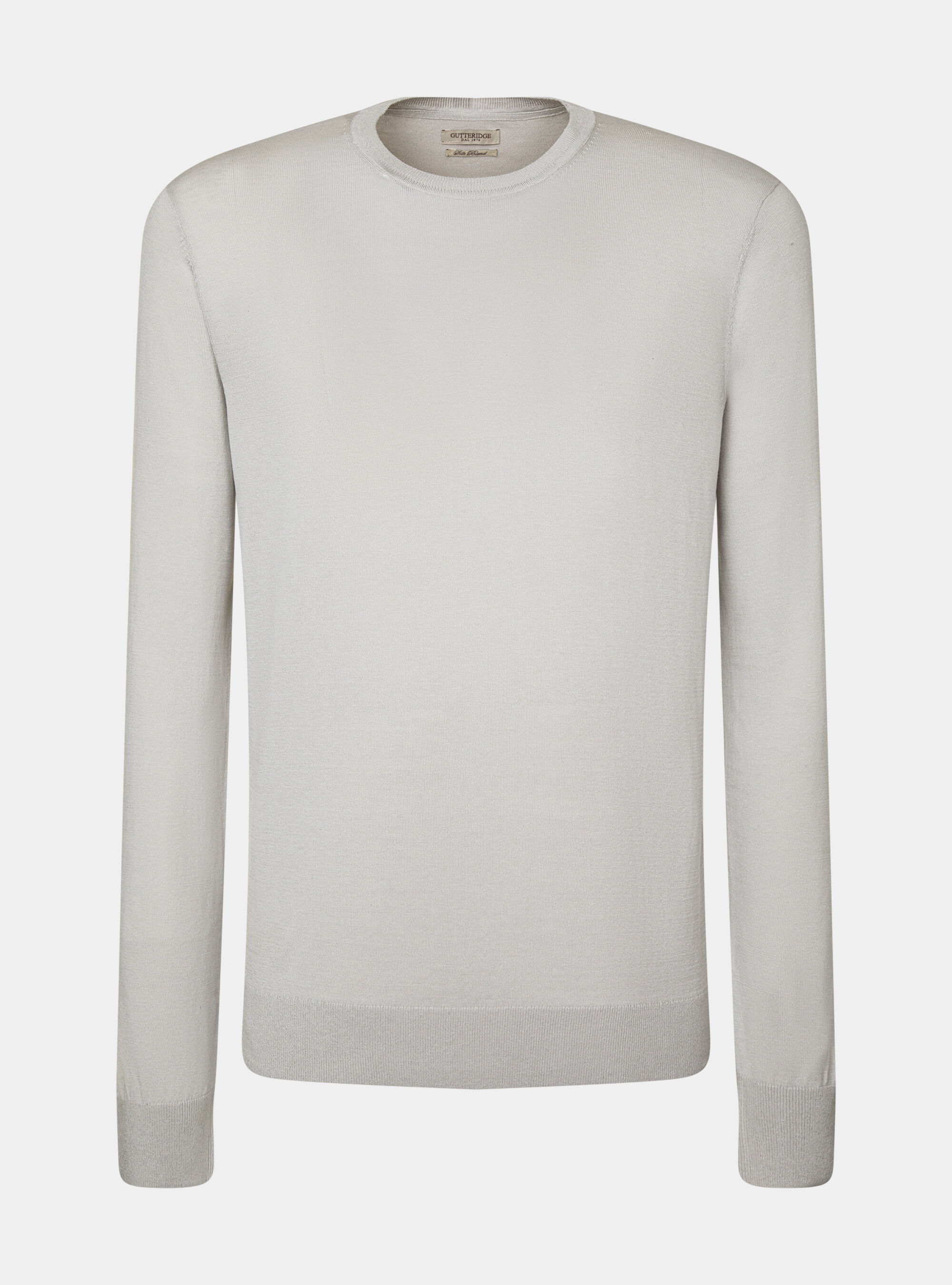 Maglia girocollo in seta e cotone, GRIGIO CHIARO MELANGE