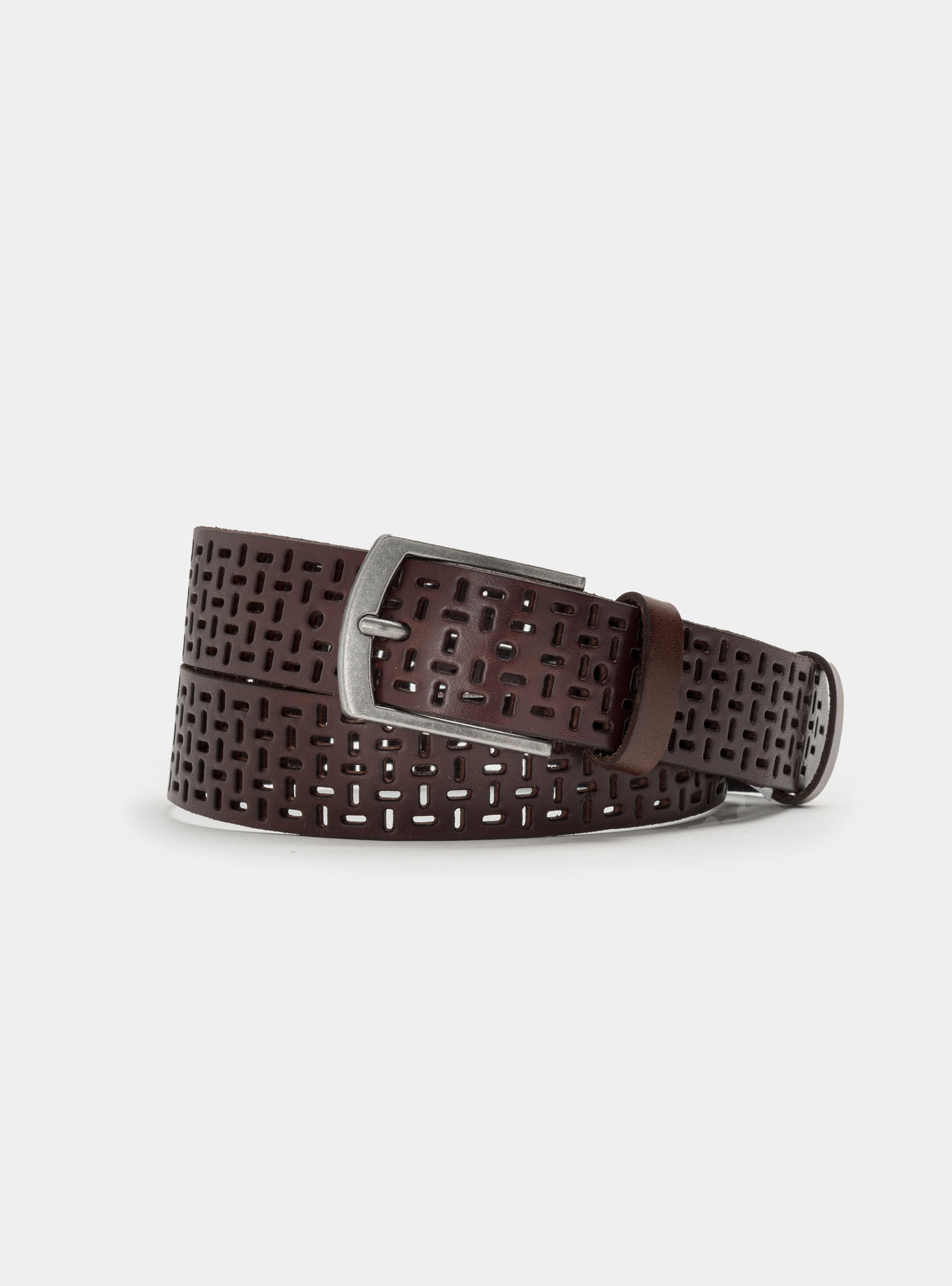 Brown perforated leather belt