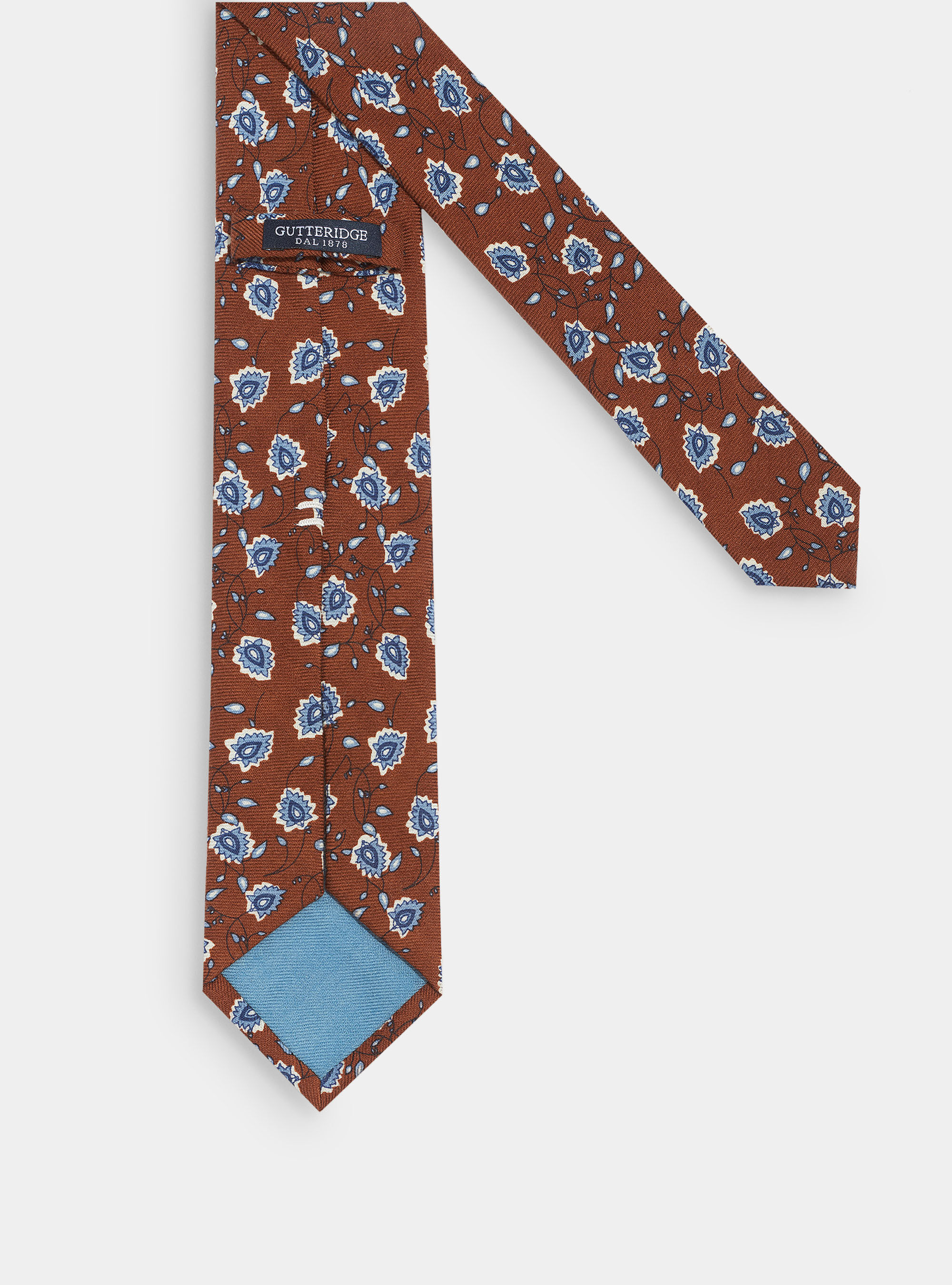 Cravatta fiori 100% lana, TABACCO