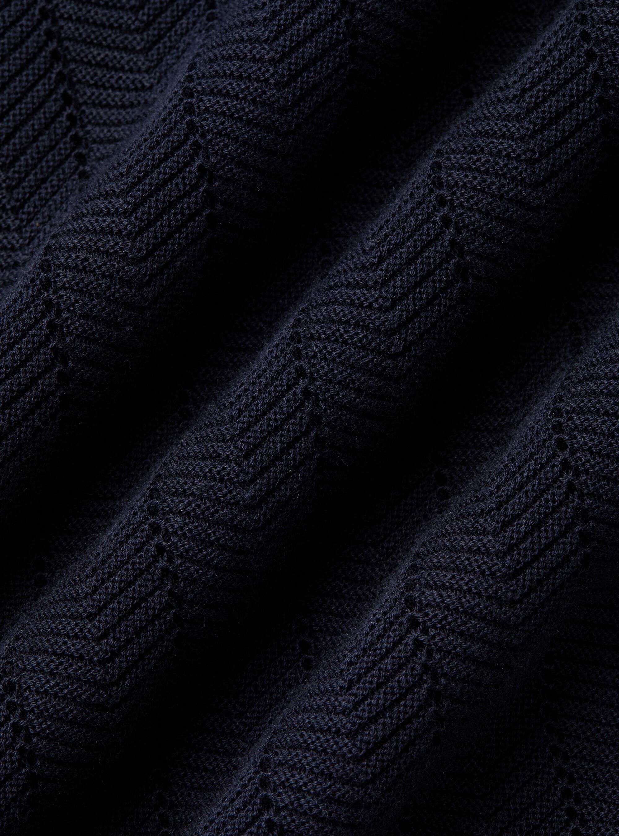 Polo traforata in cotone spigato, BLU NAVY