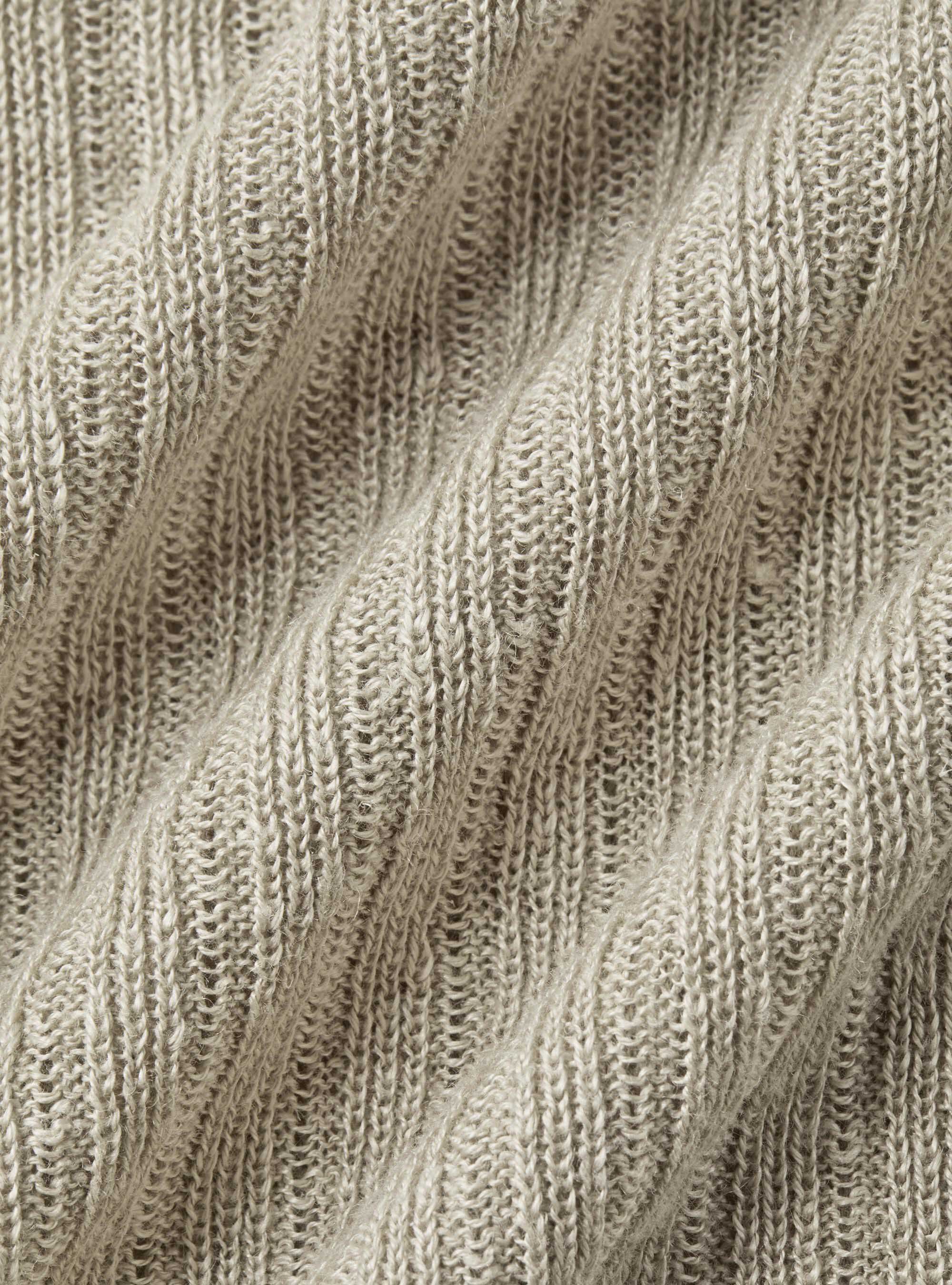 Maglia girocollo a costine in puro lino, SABBIA