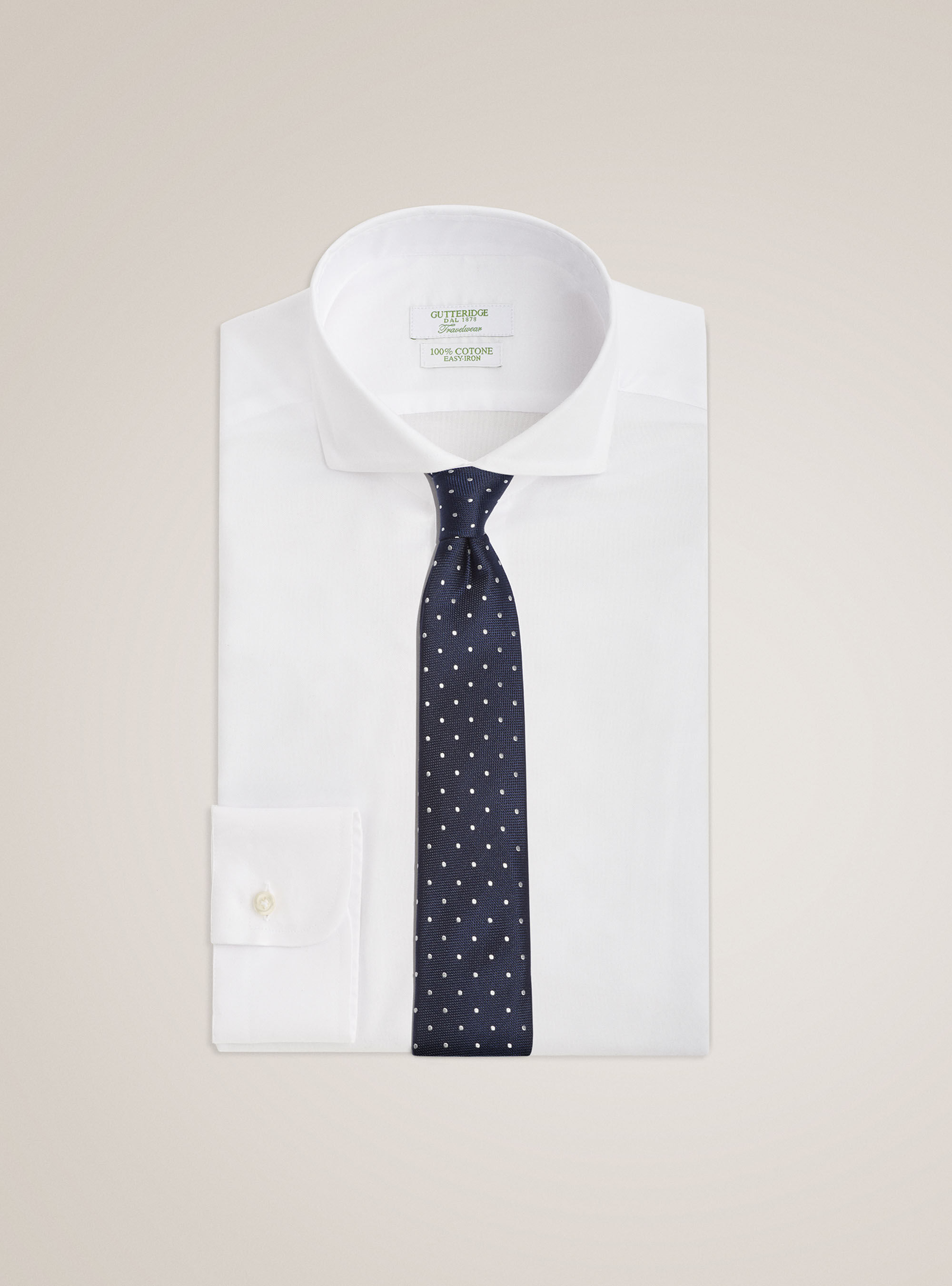 Travel shirt with french collar in oxford cotton, WHITE
