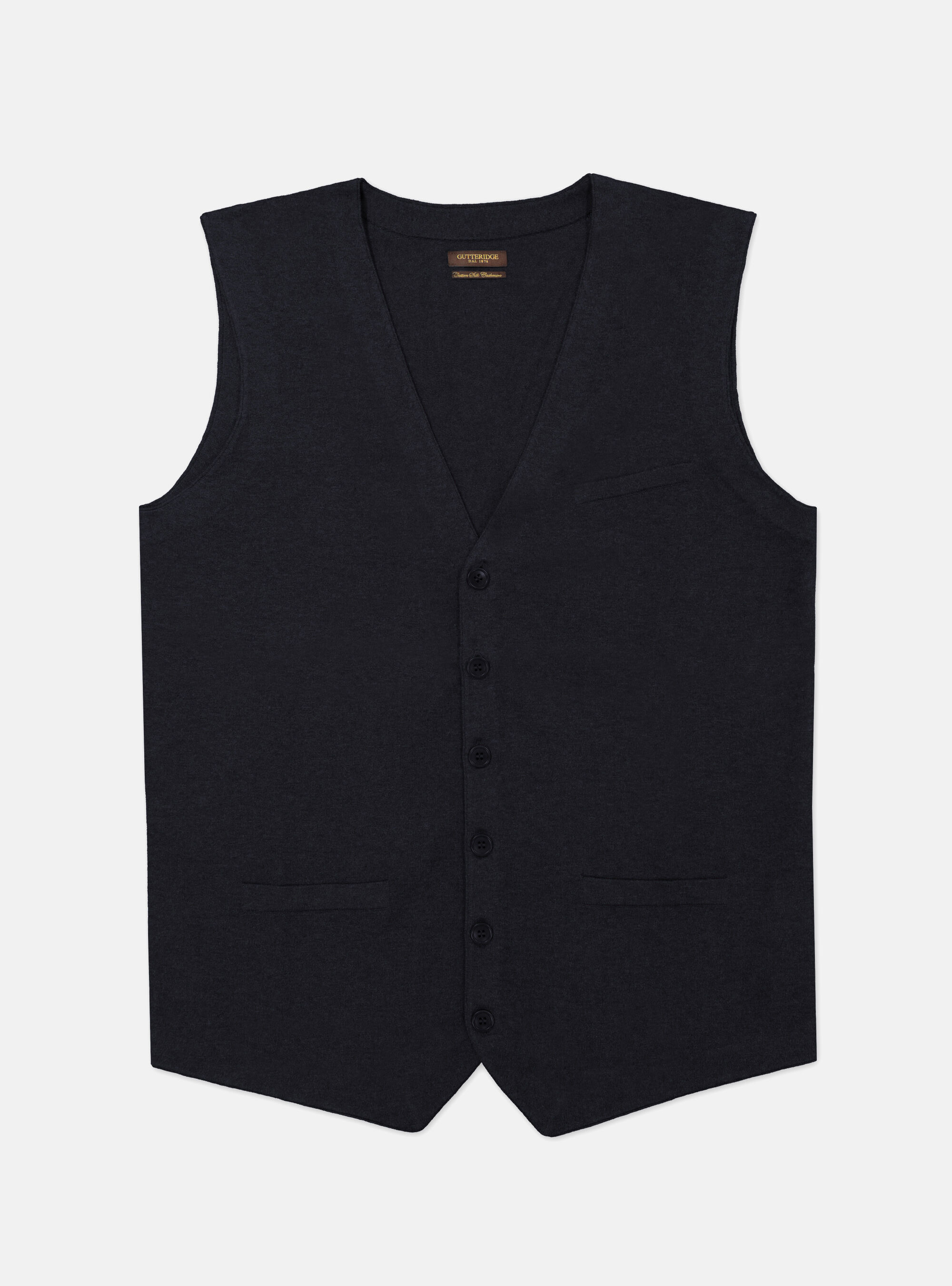 Chaleco de puntp en algod&oacute;n de seda de cashmere, AZUL MARINO