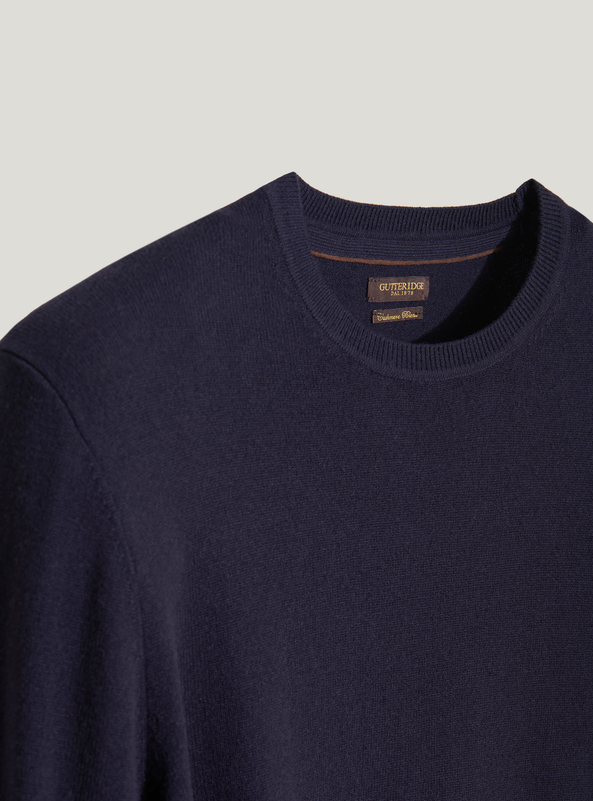 Lambswool and cashmere crew-neck sweater, NAVY BLUE