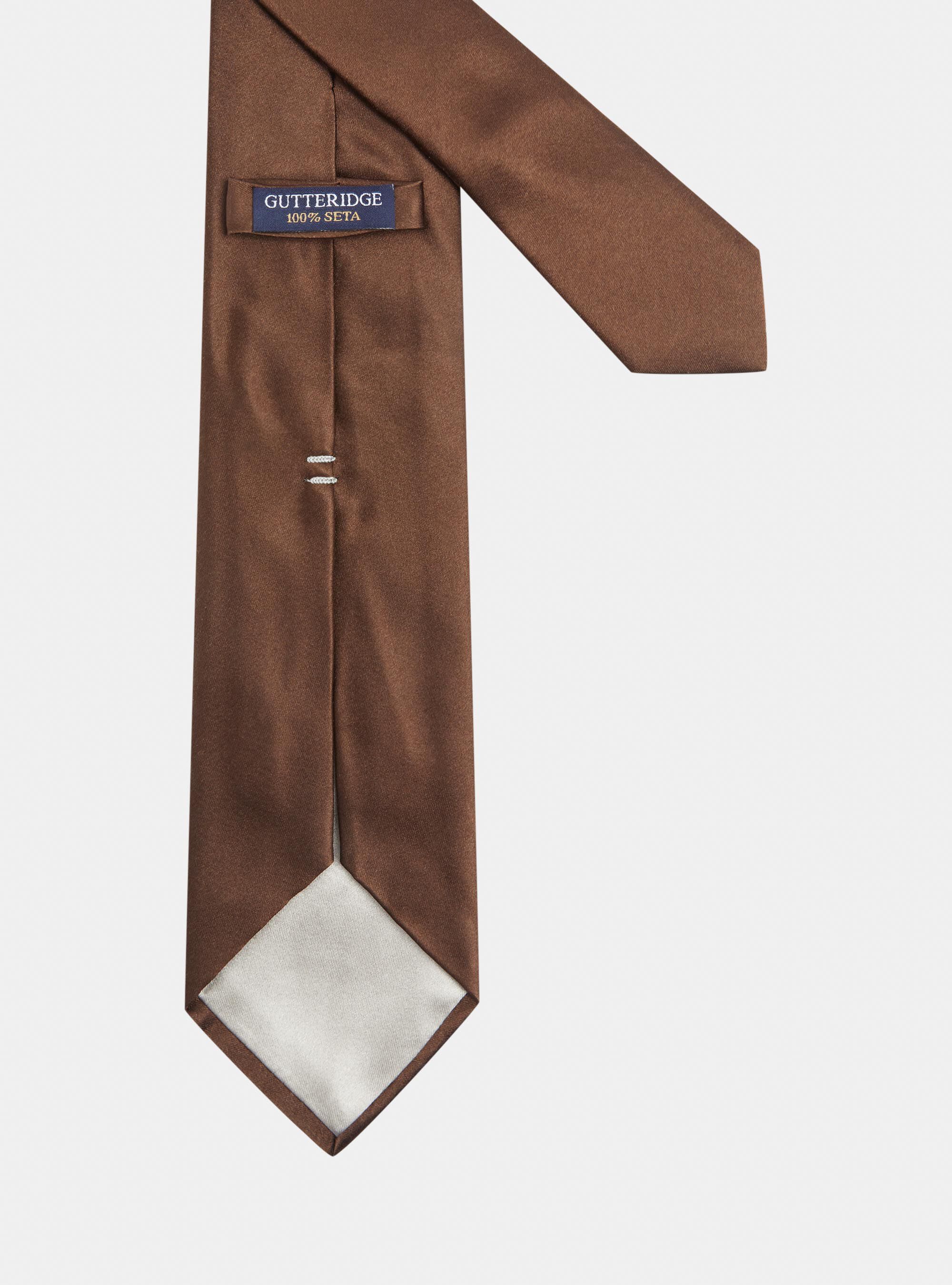 Solid-coloured silk tie, BROWN