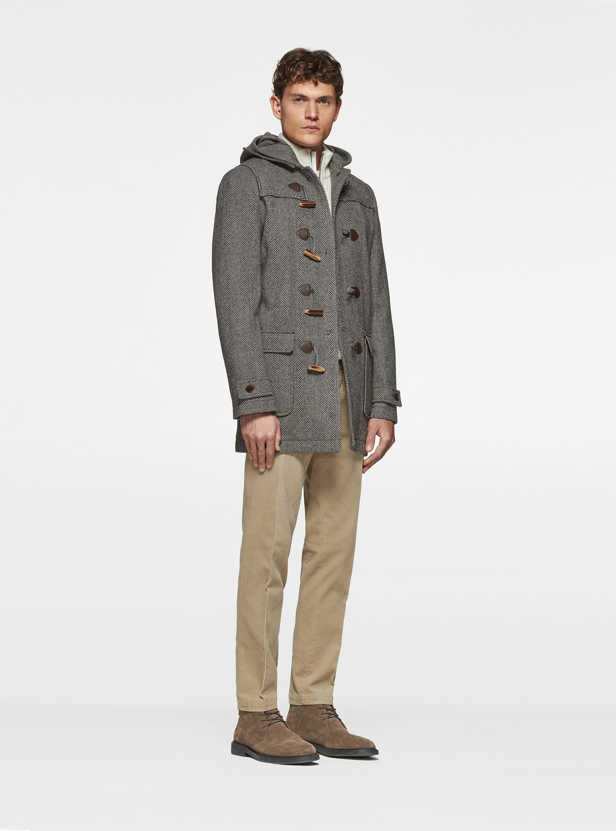 Grey duffle coat mens deals
