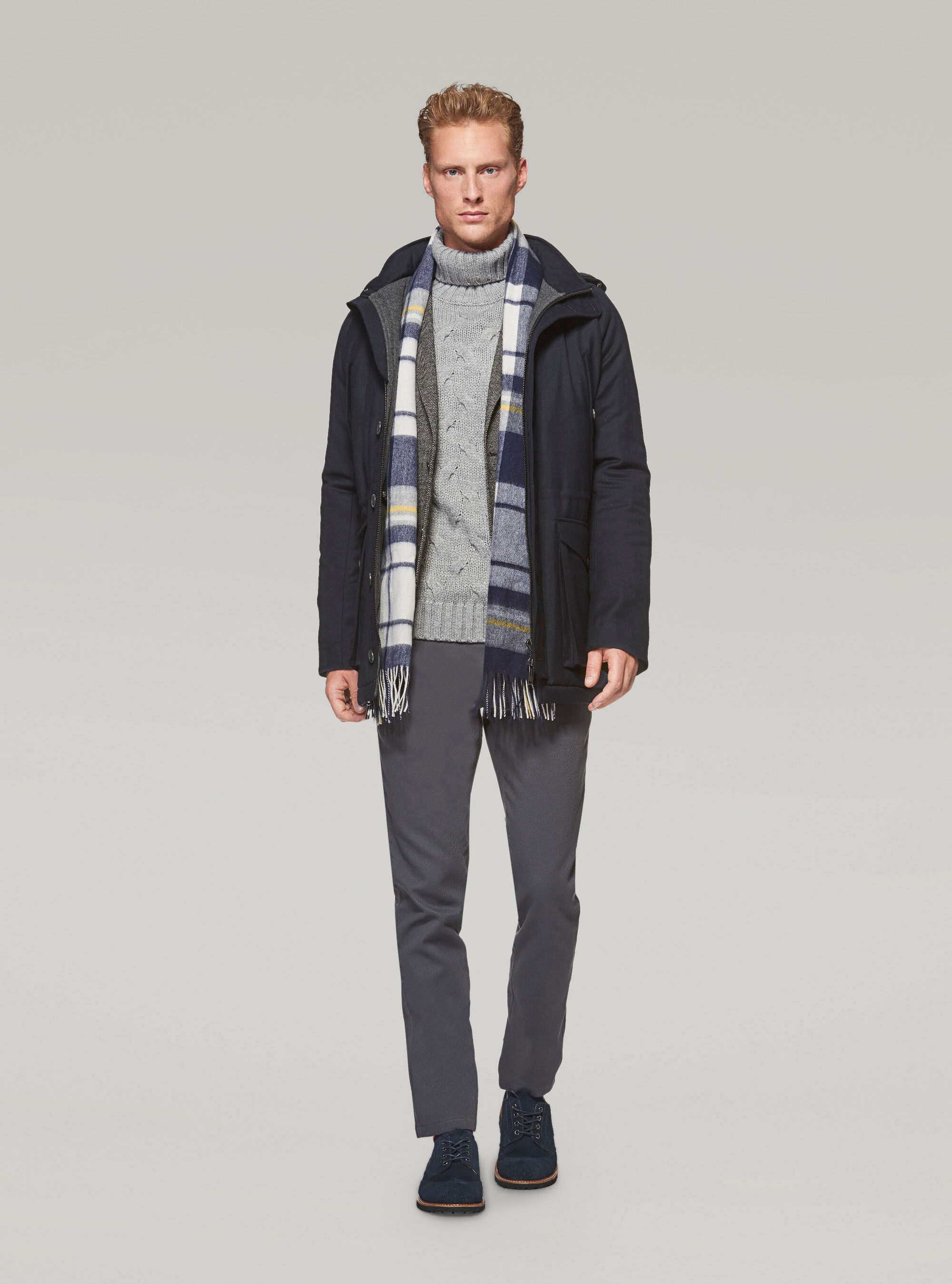 Padded wool jacket, NAVY BLUE