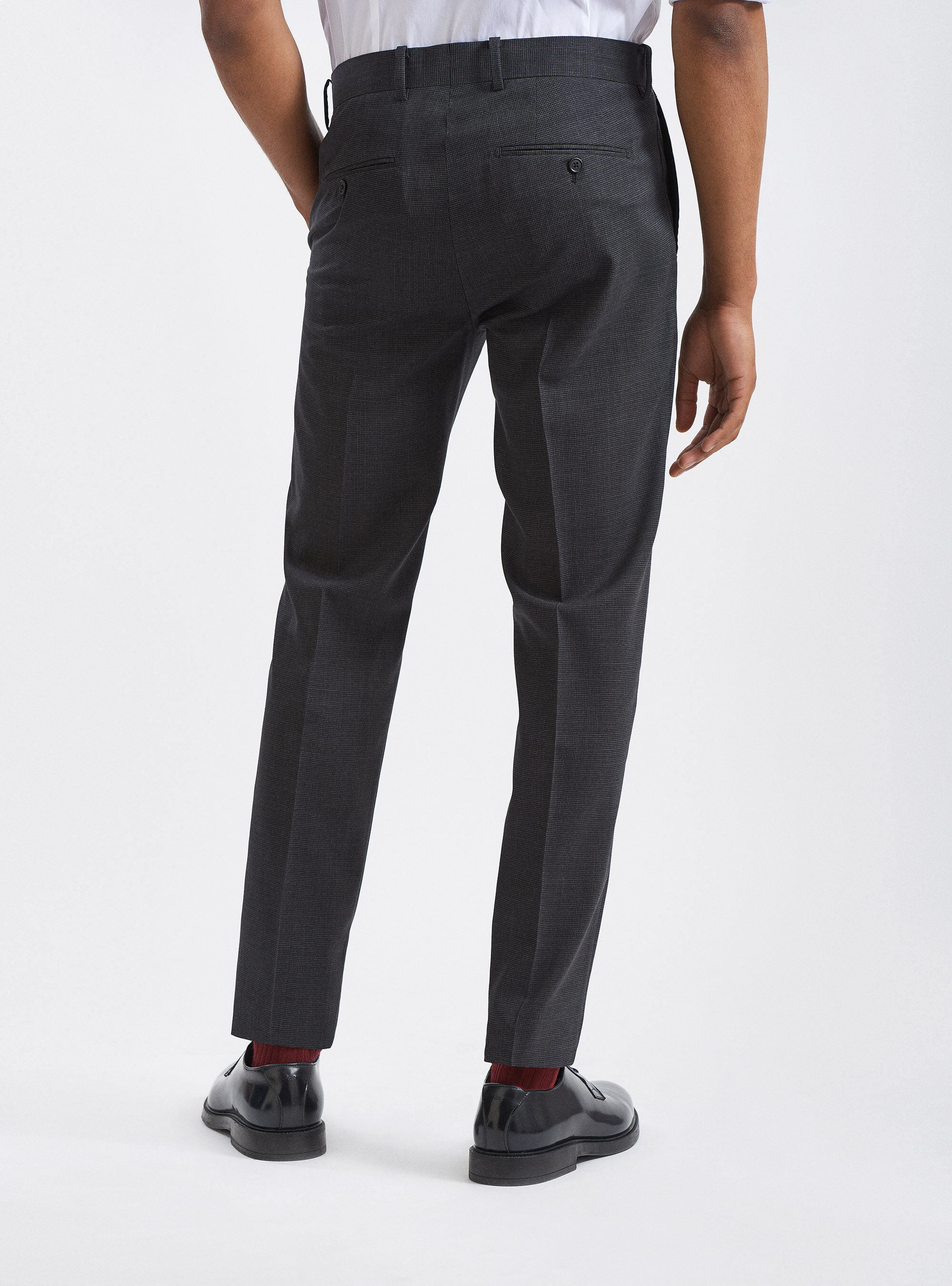 Marlane wool suit trousers in micro houndstooth, ASPHALT GREY