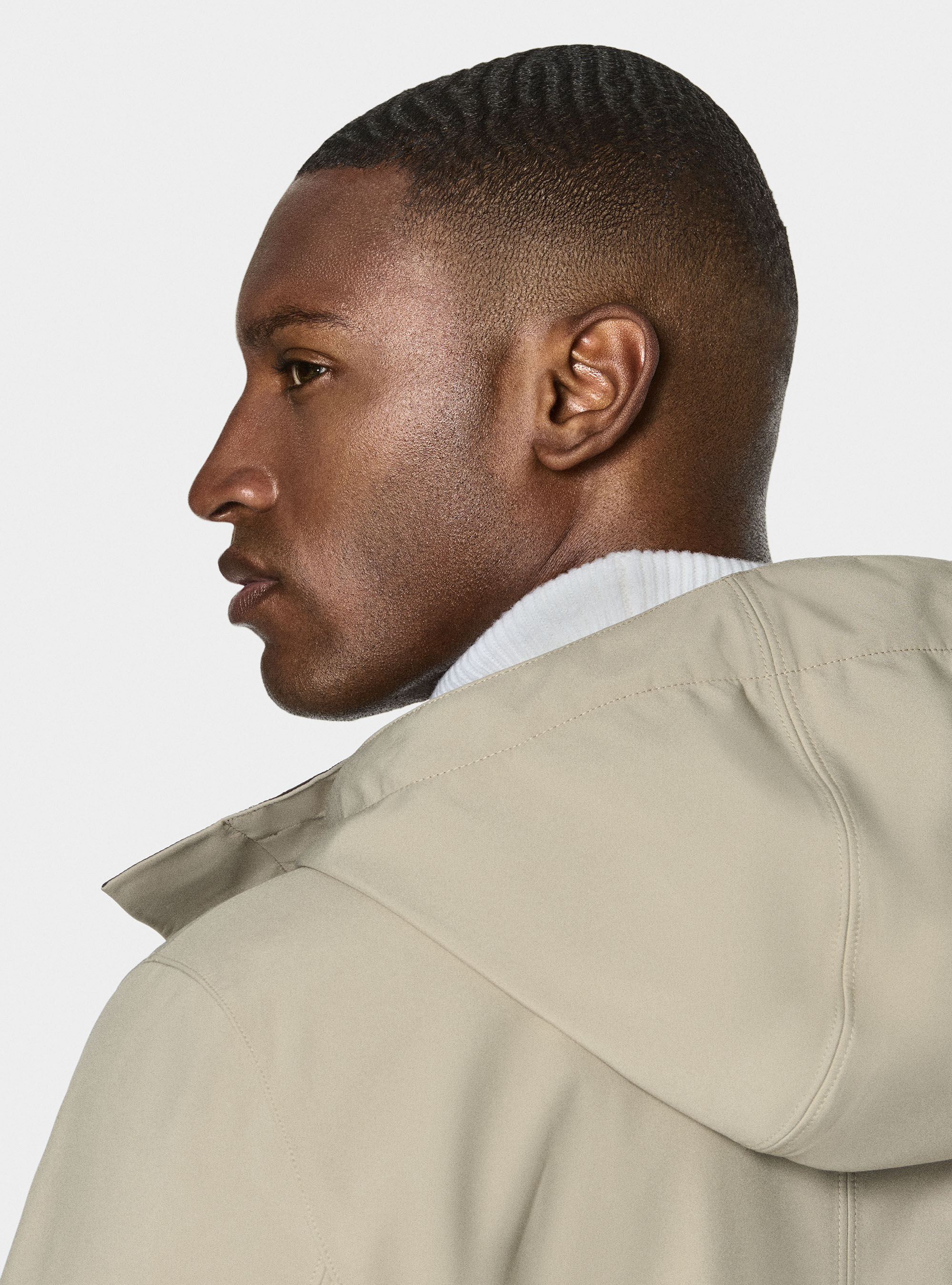 Long technical jacket with hood, SAND